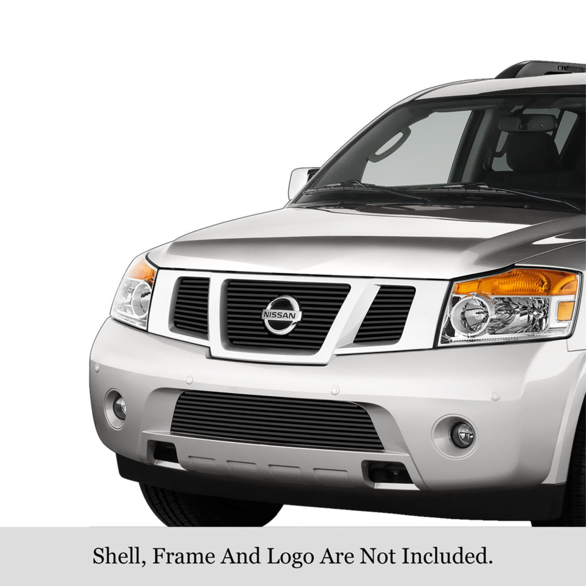 2008-2015 Nissan Armada Logo Show Stainless Steel Black Powder Coated Finish 8X6 Horizontal Billet Black Stainless Steel Billet Grille