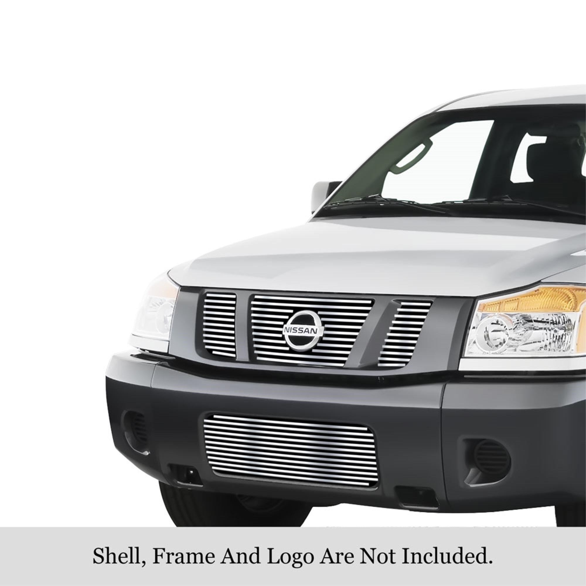 2008-2015 Nissan Titan 304 Stainless Steel Polished Finish 8X6 Horizontal Billet Stainless Steel Billet Grille
