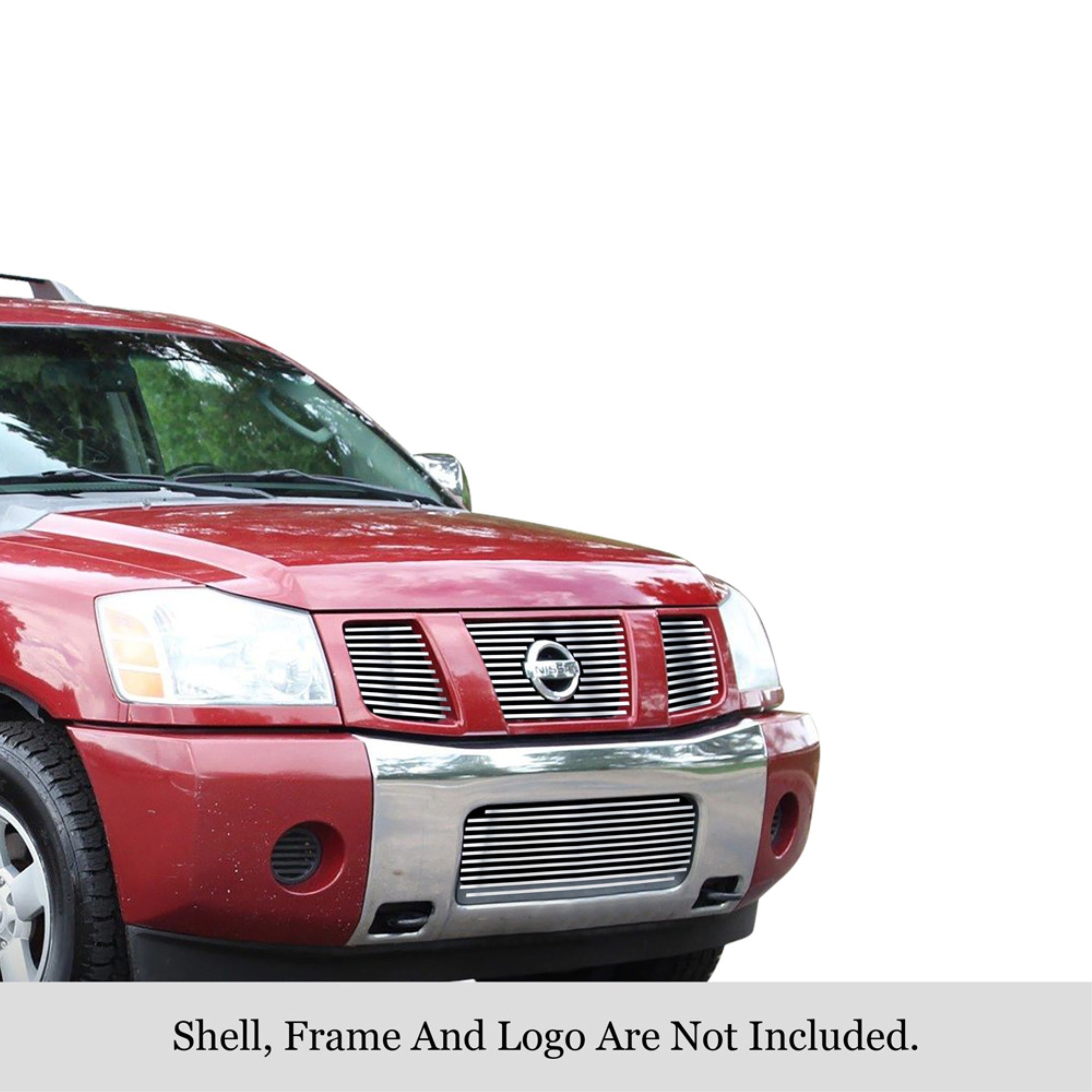 2004-2006 Nissan Titan With Logo Show/2007-2007 Nissan Titan Classic Model, With Logo Show/2004-2007 Nissan Armada With Logo Show 304 Stainless Steel Polished Finish 8X6 Horizontal Billet Stainless Steel Billet Grille