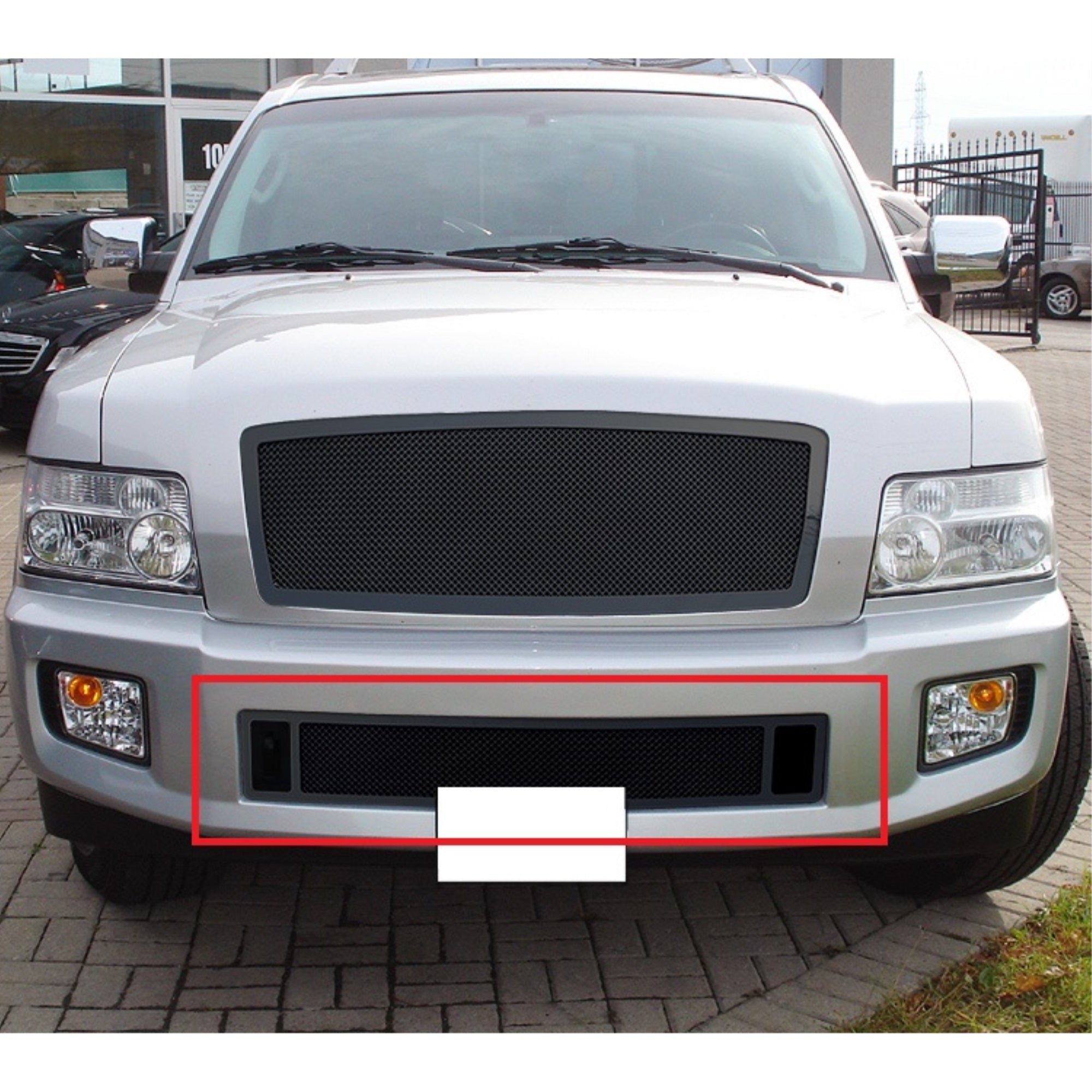2004-2010 Infiniti Qx56 Not Good For Speed Sensor Package Stainless Steel Black Powder Coated Finish 1.8 Mm Wire Mesh Black Wire Mesh Grille