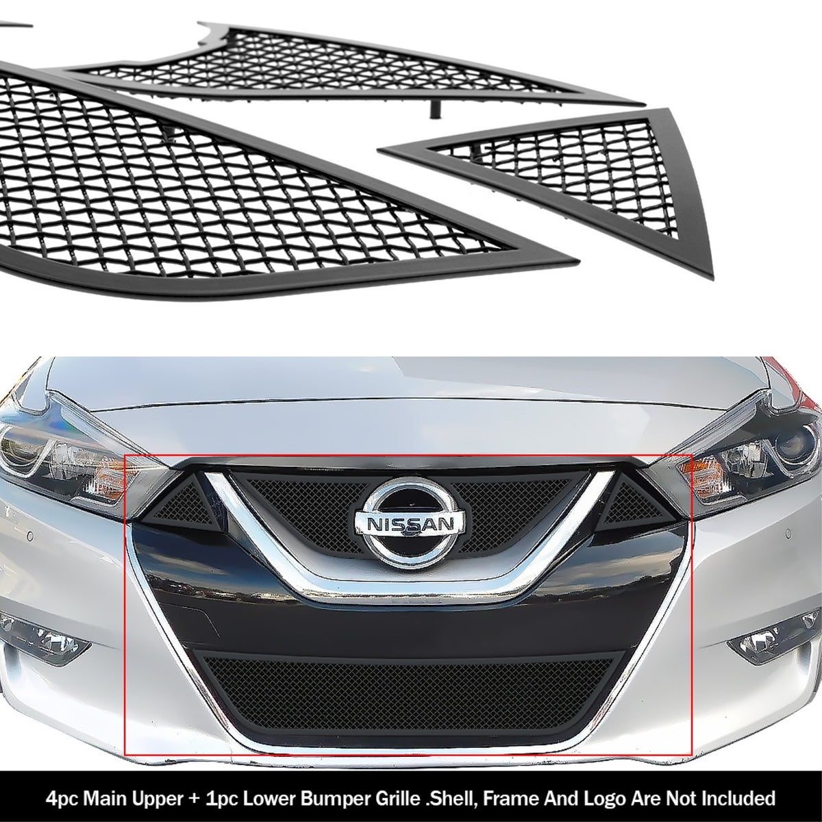 2015-2018 Nissan Maxima Stainless Steel Black Powder Coated Finish 1.8 Mm Wire Mesh Black Wire Mesh Grille