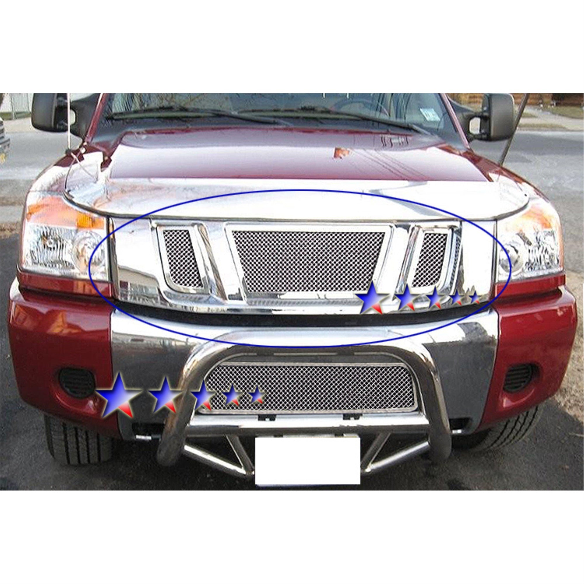 2008-2015 Nissan Titan Stainless Steel Chrome Polished Finish 1.8 Mm Wire Mesh Mesh Grille