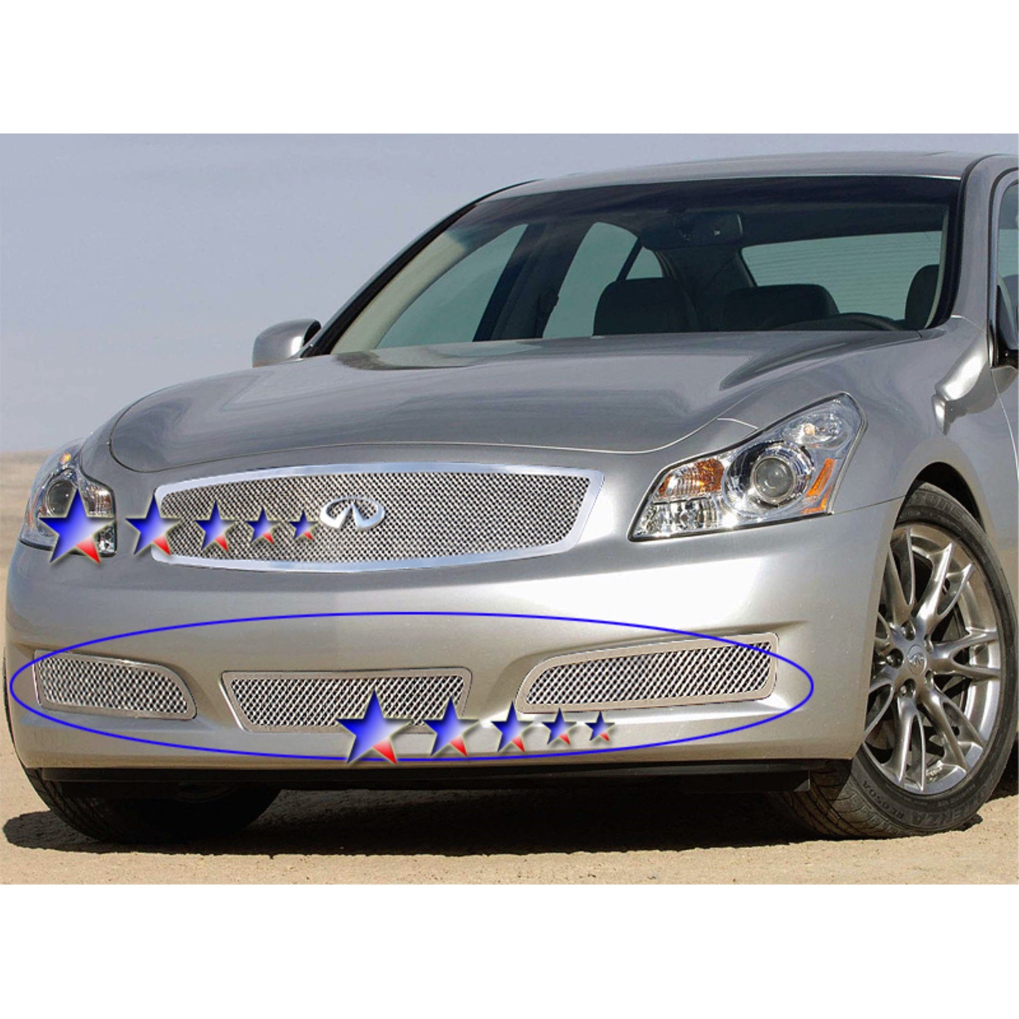 2007-2008 Infiniti G35  Sedan Not For Sport 6Mt Stainless Steel Polished Finish 1.8 Mm Wire Mesh Mesh Grille