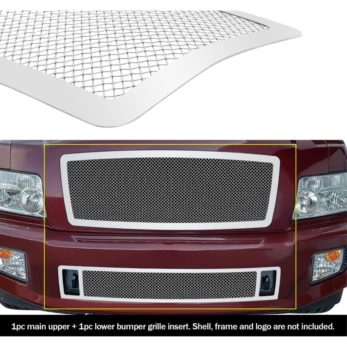 2004-2010 Infiniti Qx56 Stainless Steel Polished Finish 1.8 Mm Wire Mesh Mesh Grille