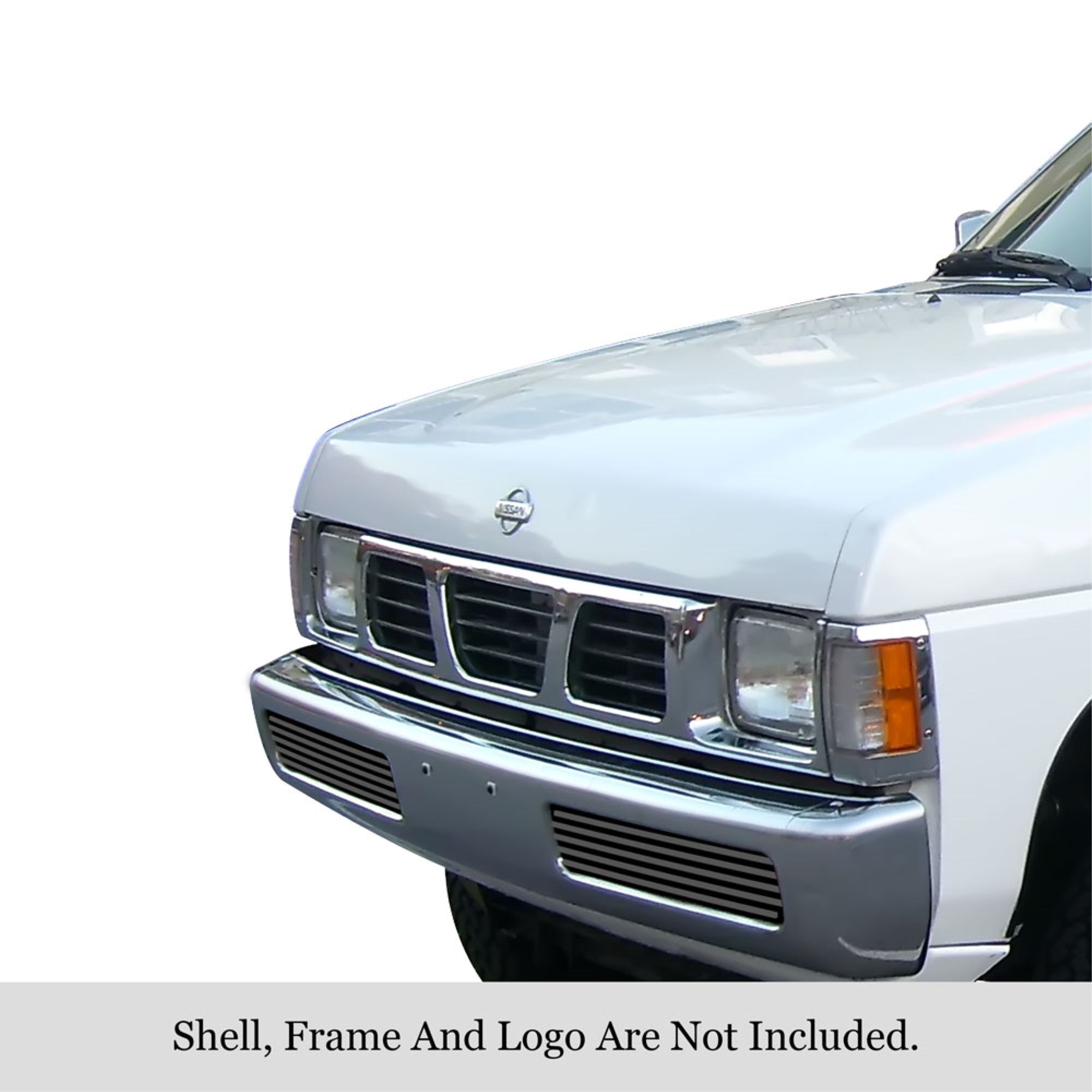 1995-1997 Nissan Hardbody Pickup Stainless Steel Black Powder Coated Finish 8X6 Horizontal Billet Black Stainless Steel Billet Grille