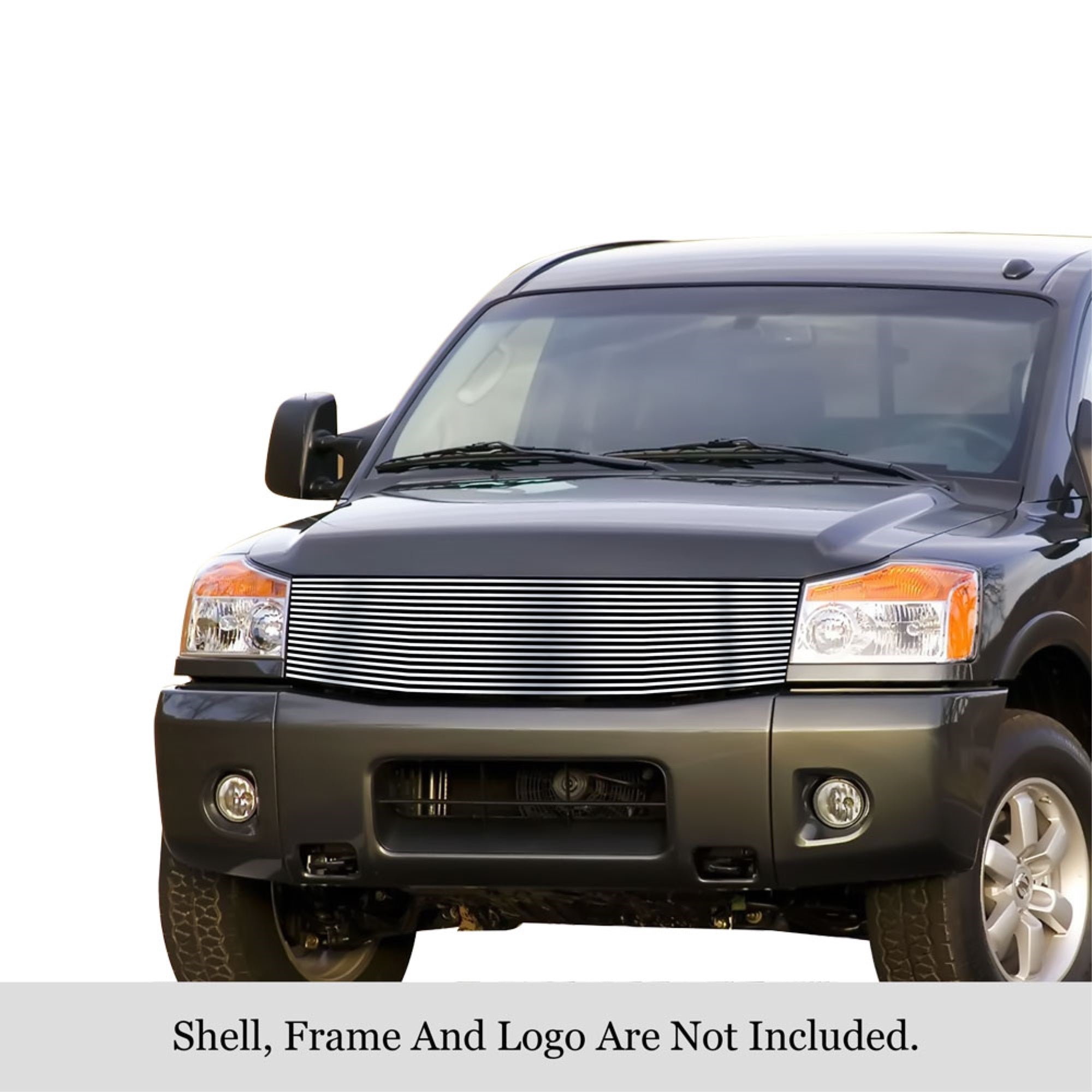 2004-2007 Nissan Armada /2004-2015 Nissan Titan Stainless Steel Silver Hairline Finish Finish 8X6 Horizontal Billet Stainless Steel Billet Grille