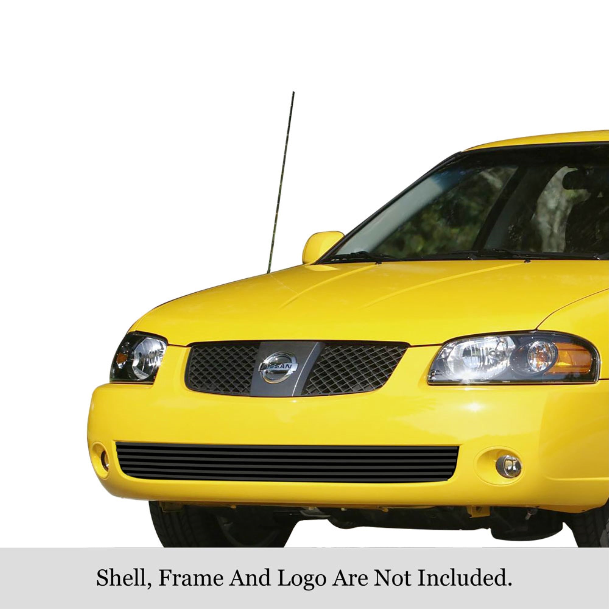 2004-2006 Nissan Sentra Stainless Steel Black Powder Coated Finish 8X6 Horizontal Billet Black Stainless Steel Billet Grille