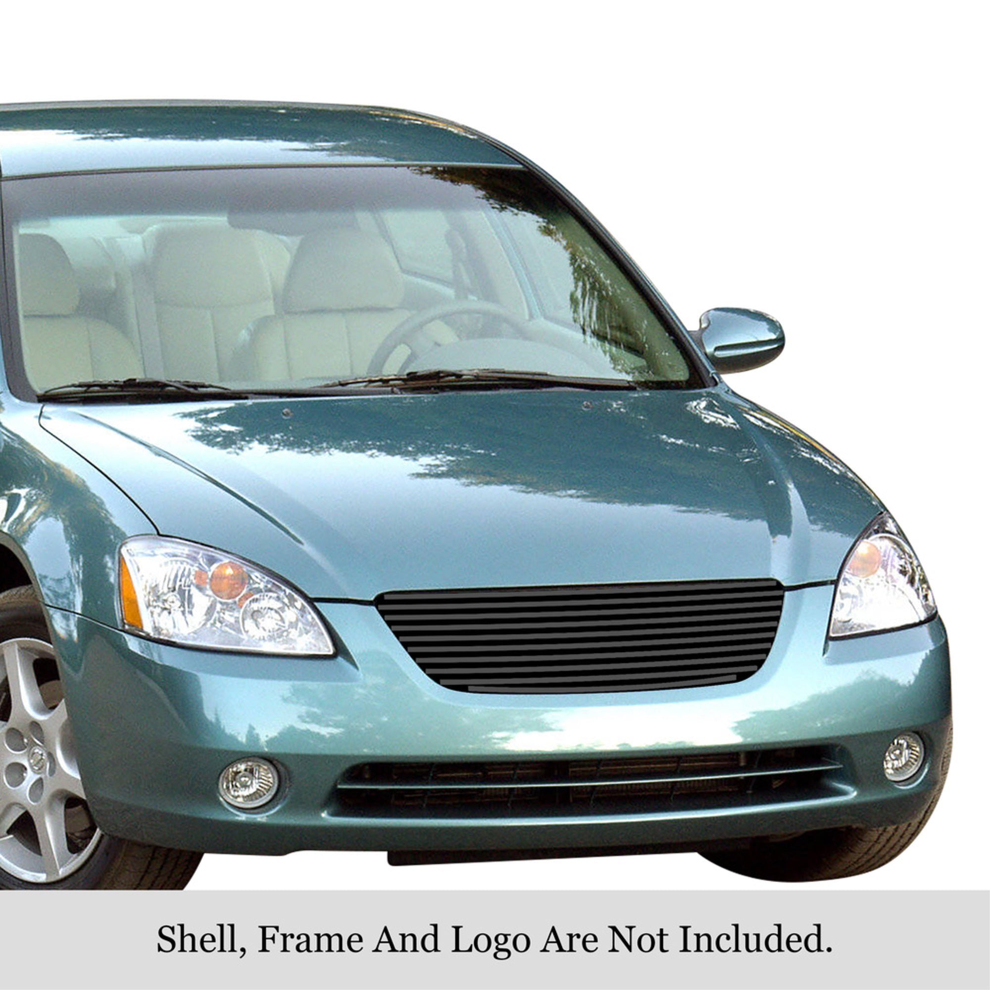 2002-2004 Nissan Altima Stainless Steel Black Powder Coated Finish 8X6 Horizontal Billet Black Stainless Steel Billet Grille