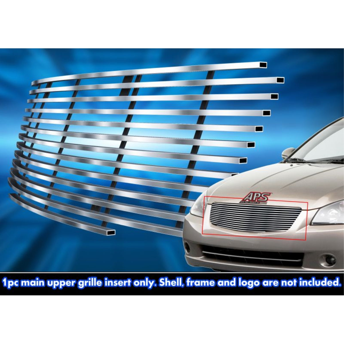 2005-2006 Nissan Altima All Models Stainless Steel Silver Hairline Finish Finish 8X6 Horizontal Billet Stainless Steel Billet Grille