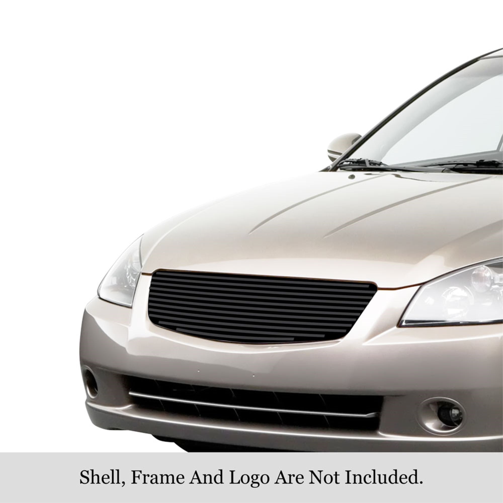 2005-2006 Nissan Altima All Models Stainless Steel Black Powder Coated Finish 8X6 Horizontal Billet Black Stainless Steel Billet Grille