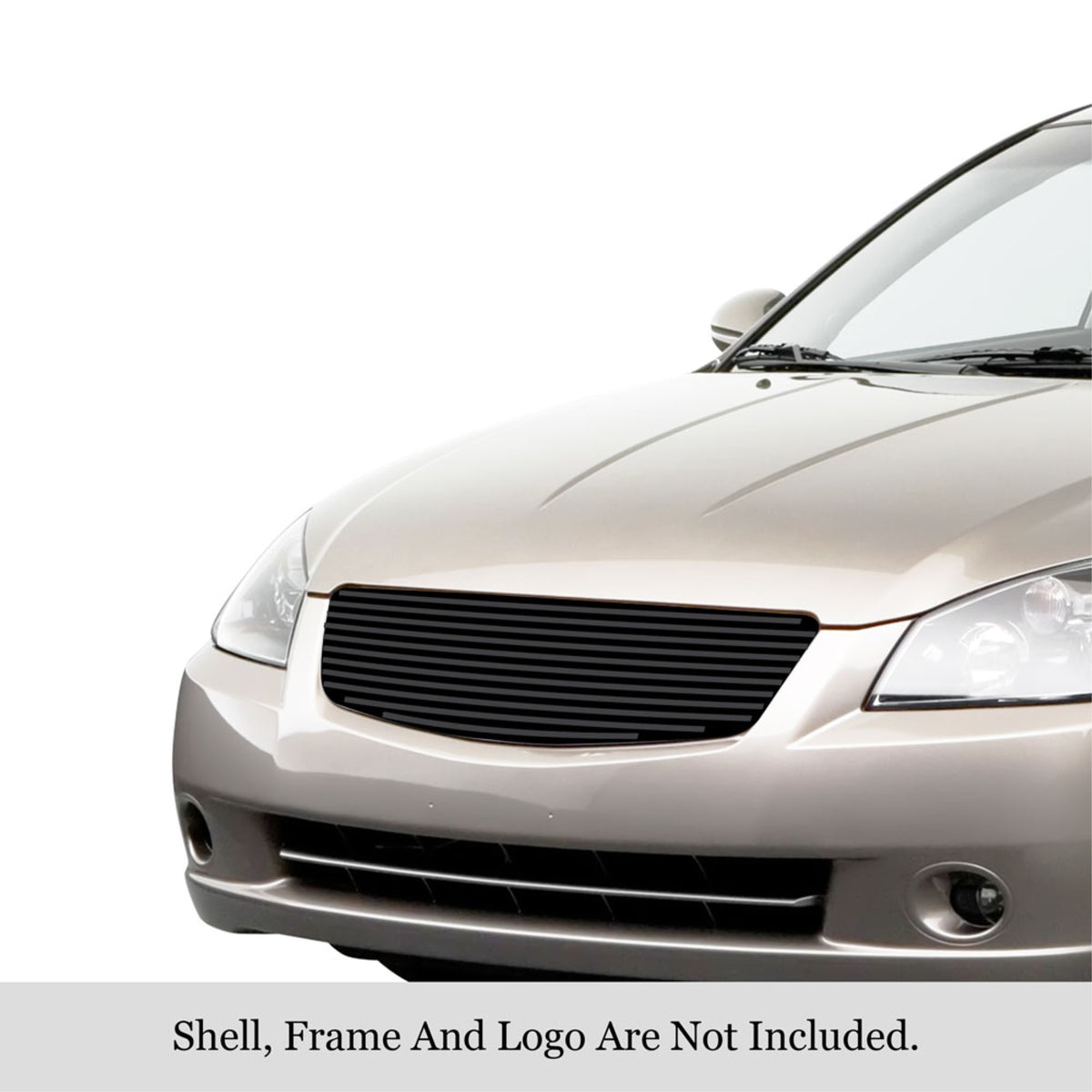 2005-2006 Nissan Altima All Models Stainless Steel Black Powder Coated Finish 8X6 Horizontal Billet Black Stainless Steel Billet Grille