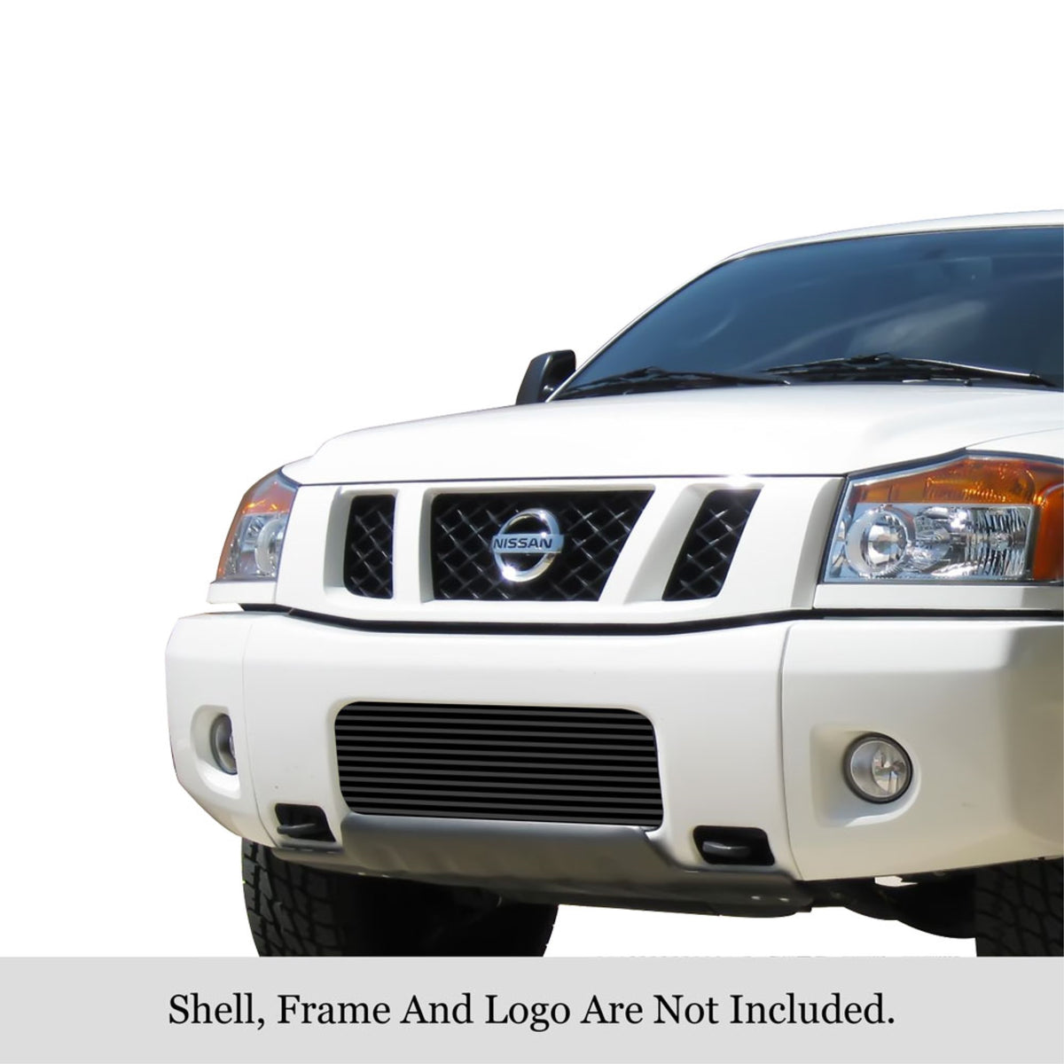 2004-2007 Nissan Armada /2004-2015 Nissan Titan Stainless Steel Black Powder Coated Finish 8X6 Horizontal Billet Black Stainless Steel Billet Grille