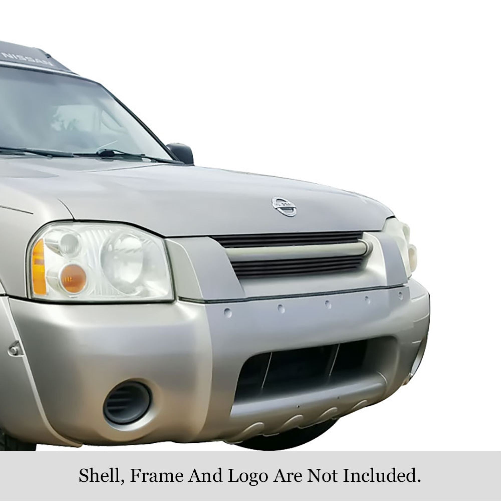 2001-2004 Nissan Frontier Stainless Steel Black Powder Coated Finish Horizontal Billet Black Stainless Steel Billet Grille