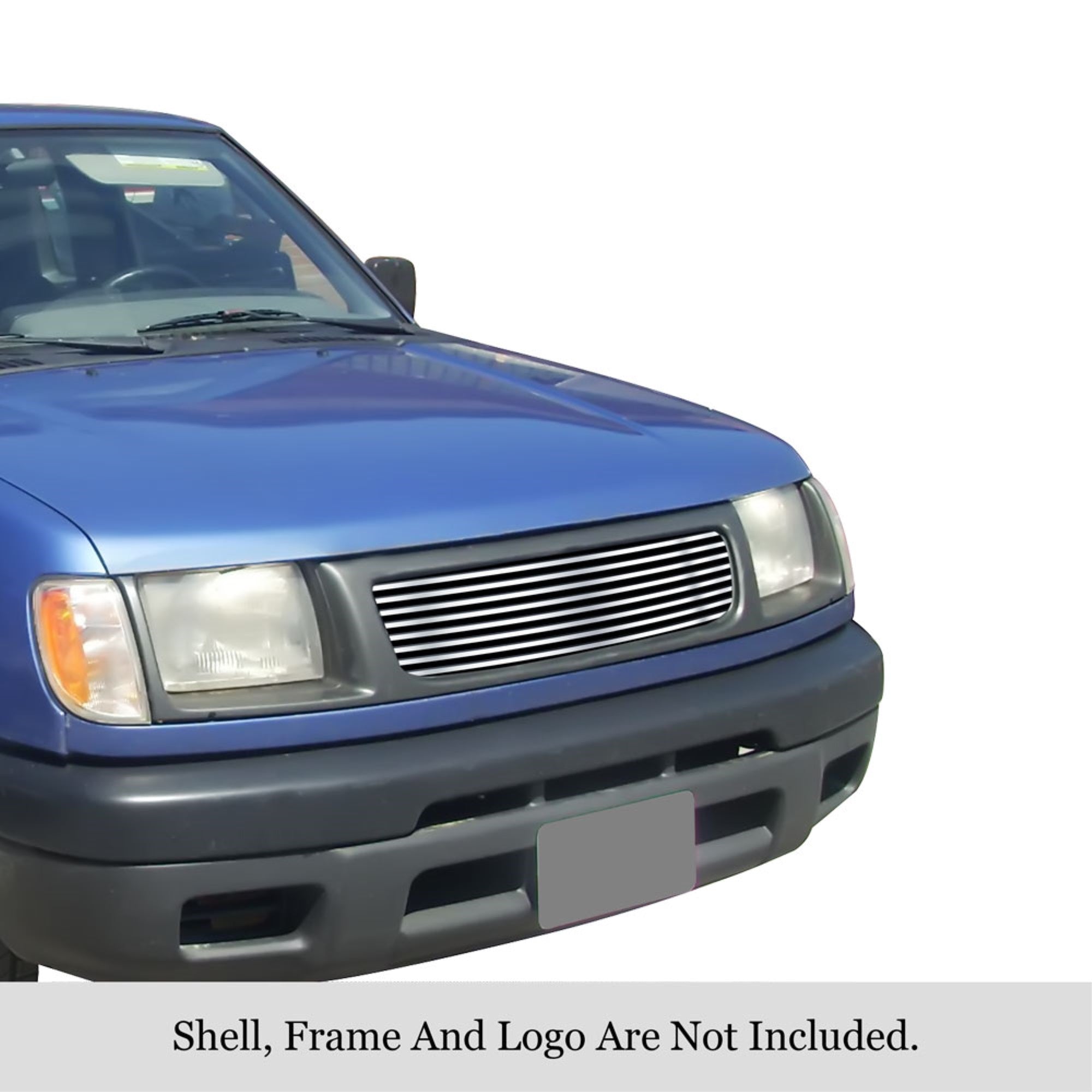 1998-2000 Nissan Frontier Stainless Steel Silver Hairline Finish Finish 8X6 Horizontal Billet Stainless Steel Billet Grille