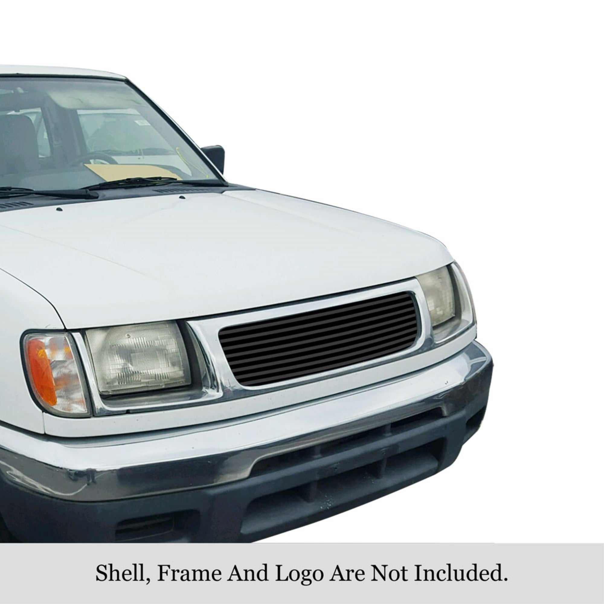 1998-2000 Nissan Frontier Stainless Steel Black Powder Coated Finish 8X6 Horizontal Billet Black Stainless Steel Billet Grille