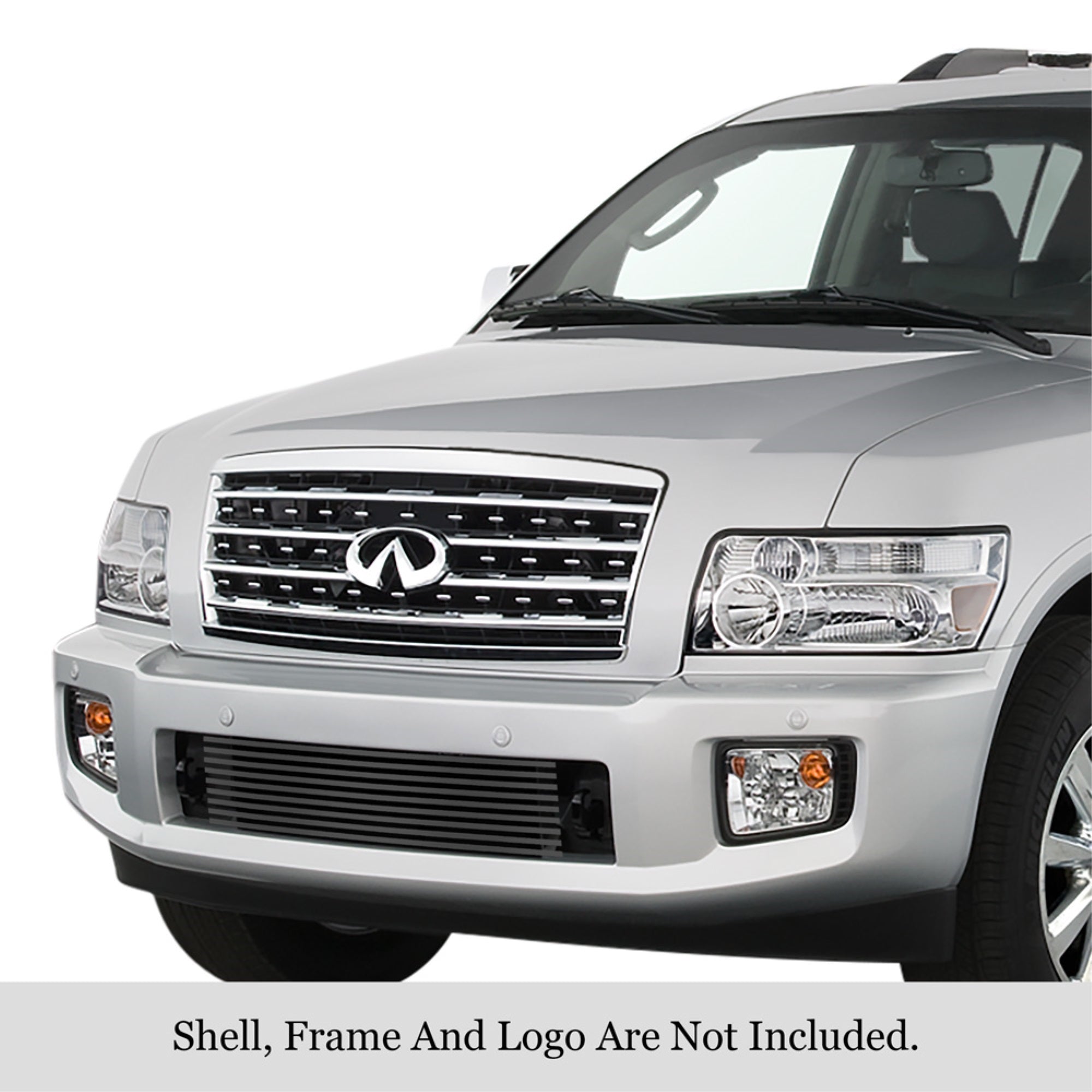 2004-2010 Infiniti Qx56 Not Good For Speed Sensor Package Stainless Steel Black Powder Coated Finish 8X6 Horizontal Billet Black Stainless Steel Billet Grille
