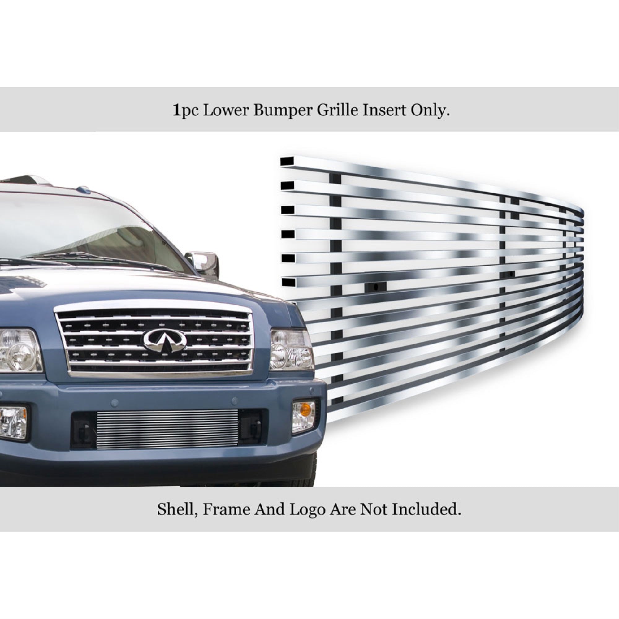 2004-2010 Infiniti Qx56 Not Good For Speed Sensor Package 304 Stainless Steel Polished Finish 8X6 Horizontal Billet Stainless Steel Billet Grille
