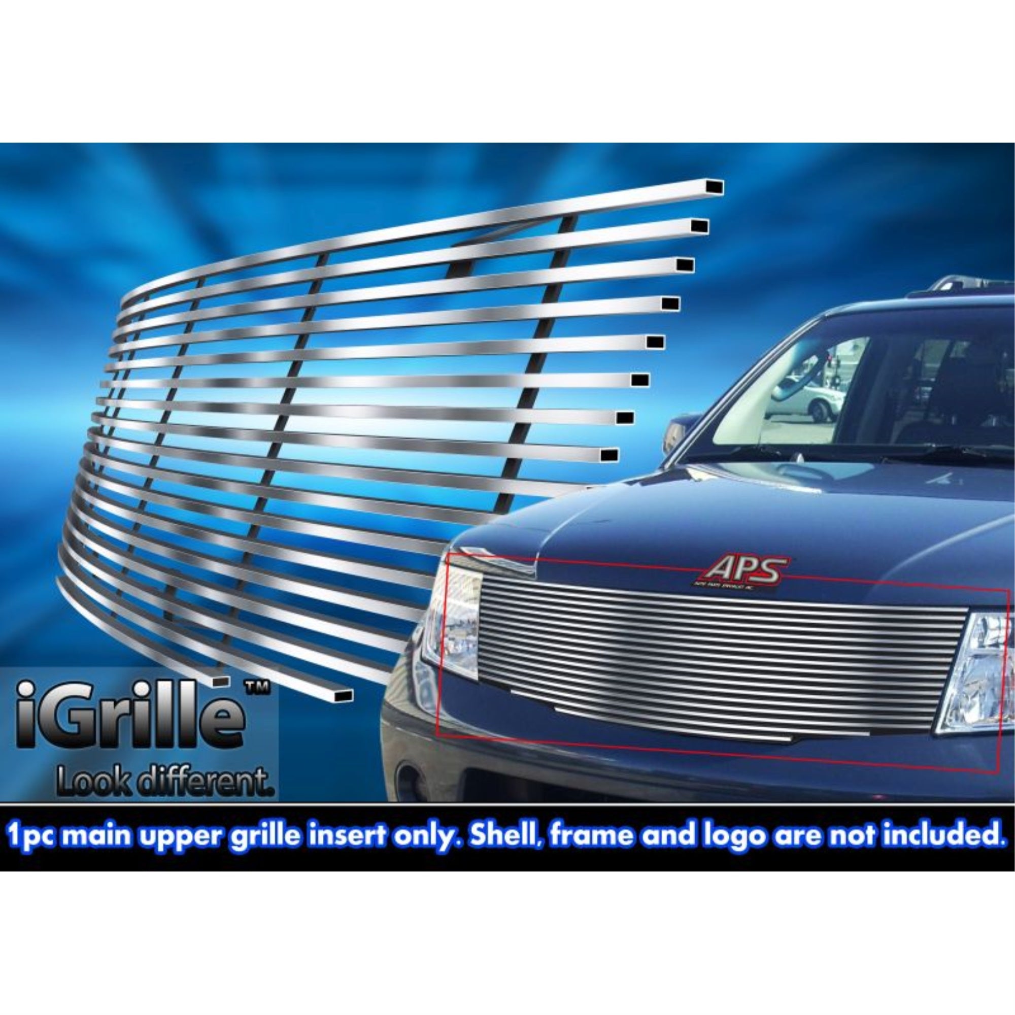 2005-2008 Nissan Frontier /2005-2007 Nissan Pathfinder Stainless Steel Silver Hairline Finish Finish Horizontal Billet Stainless Steel Billet Grille