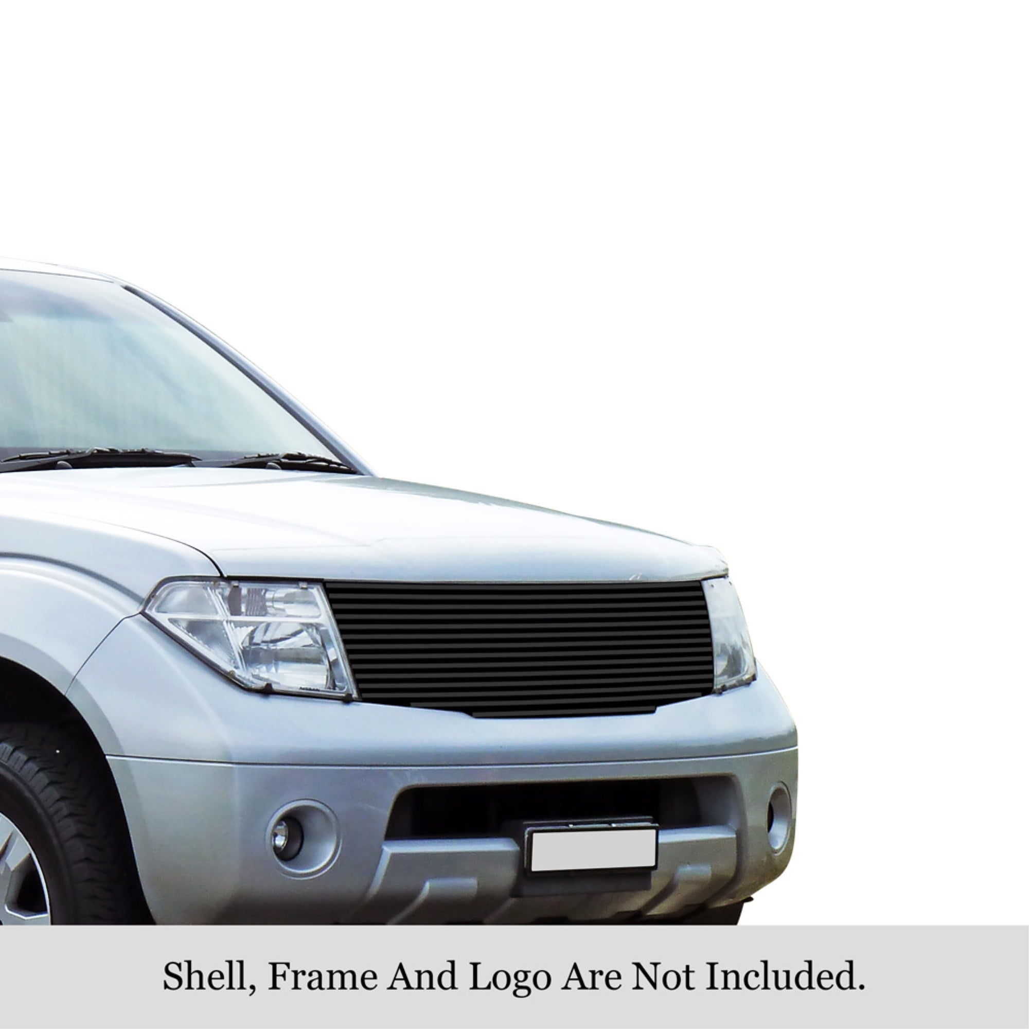 2005-2008 Nissan Frontier /2005-2007 Nissan Pathfinder Stainless Steel Black Powder Coated Finish 8X6 Horizontal Billet Black Stainless Steel Billet Grille