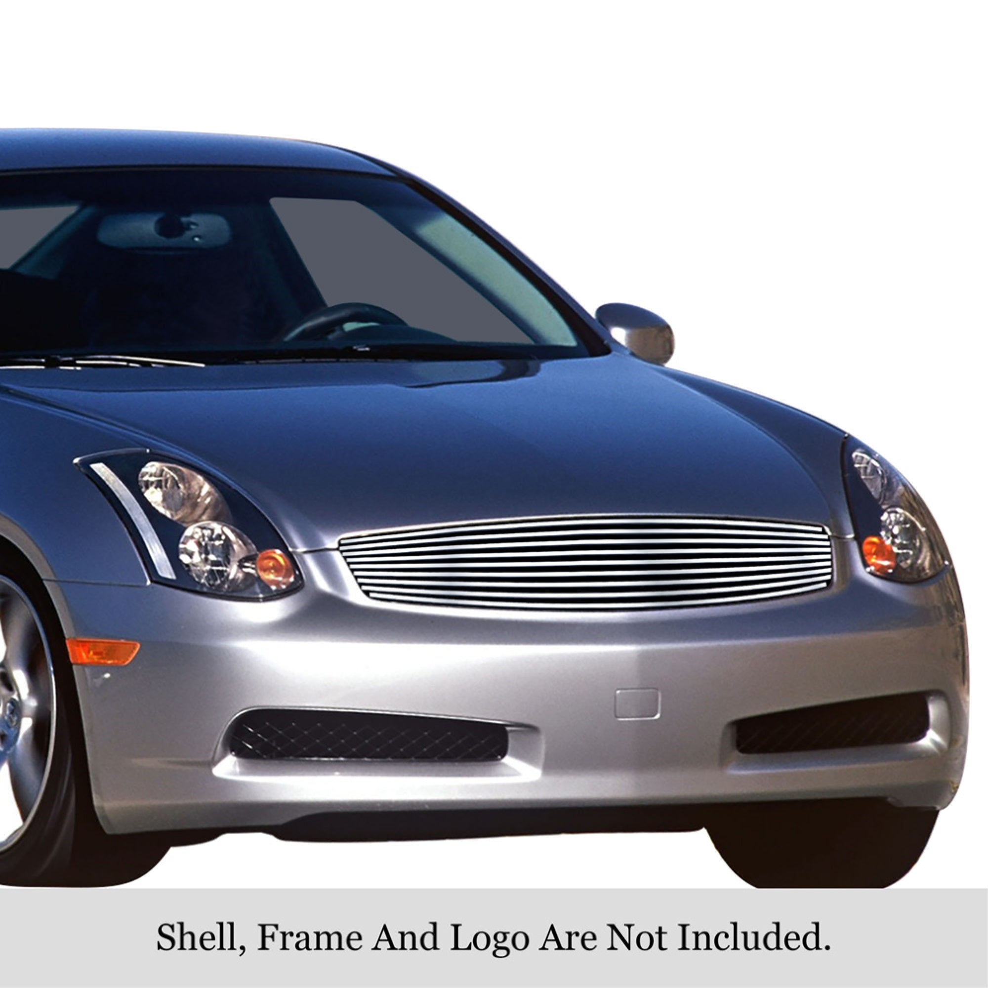 2003-2007 Infiniti G35  Coupe 304 Stainless Steel Polished Finish 8X6 Horizontal Billet Stainless Steel Billet Grille