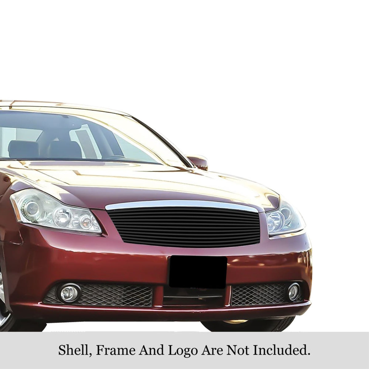 2005-2007 Infiniti M35 Sedan Stainless Steel Black Powder Coated Finish 8X6 Horizontal Billet Black Stainless Steel Billet Grille
