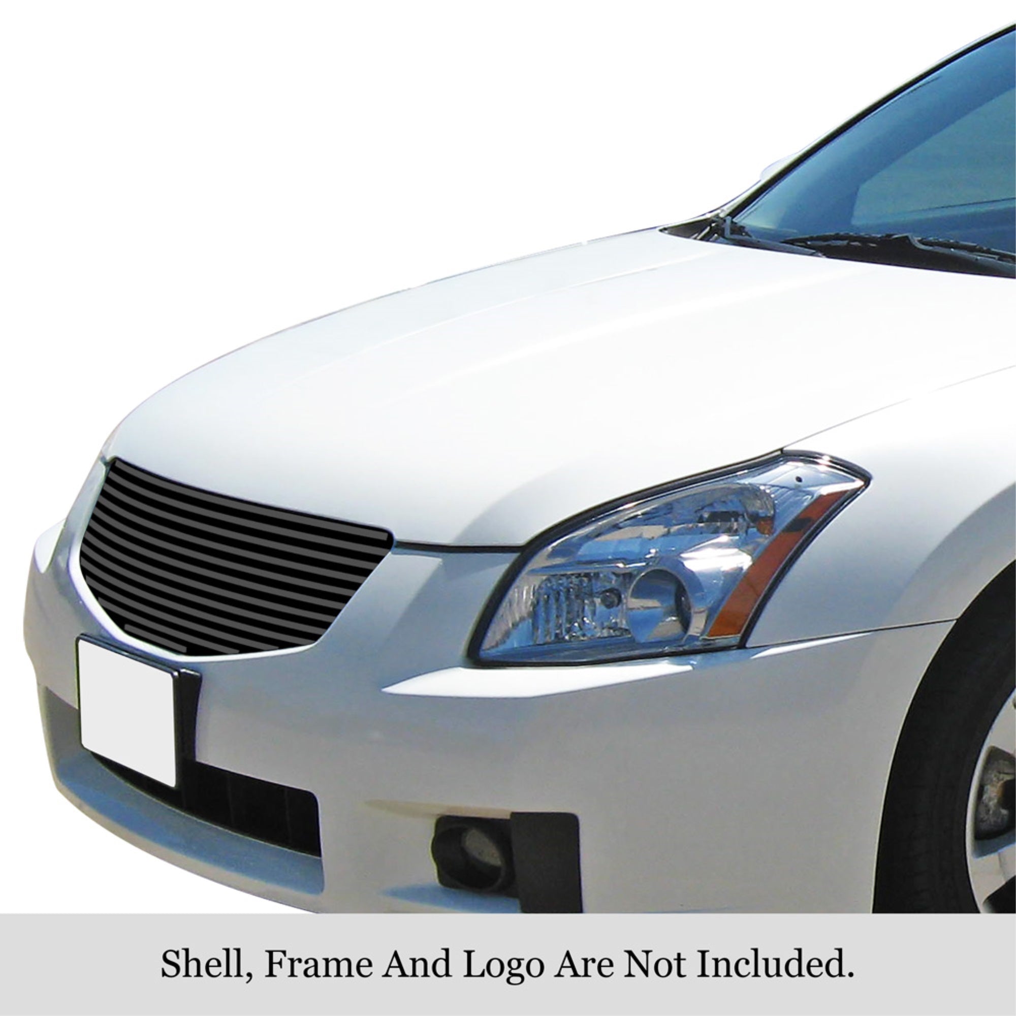 2007-2008 Nissan Maxima Stainless Steel Black Powder Coated Finish 8X6 Horizontal Billet Black Stainless Steel Billet Grille