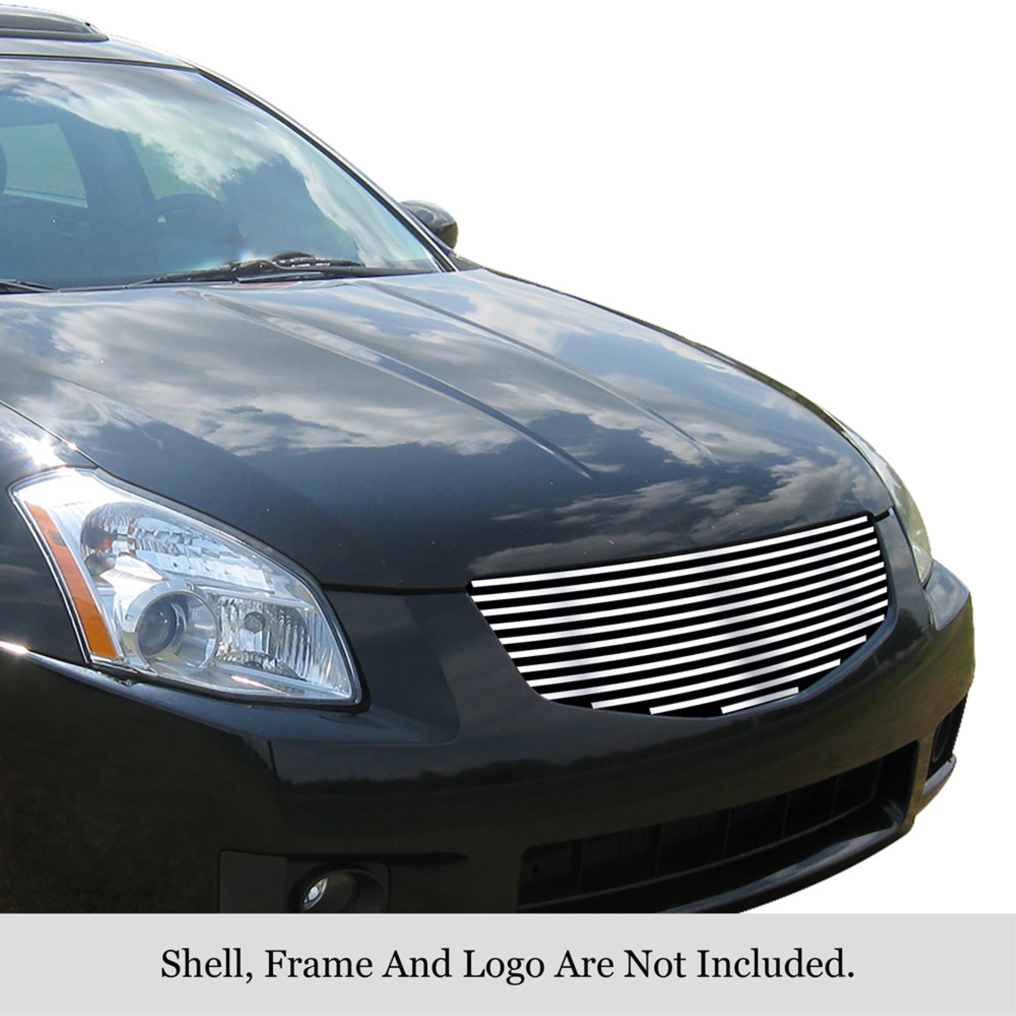2007-2008 Nissan Maxima 304 Stainless Steel Polished Finish 8X6 Horizontal Billet Stainless Steel Billet Grille