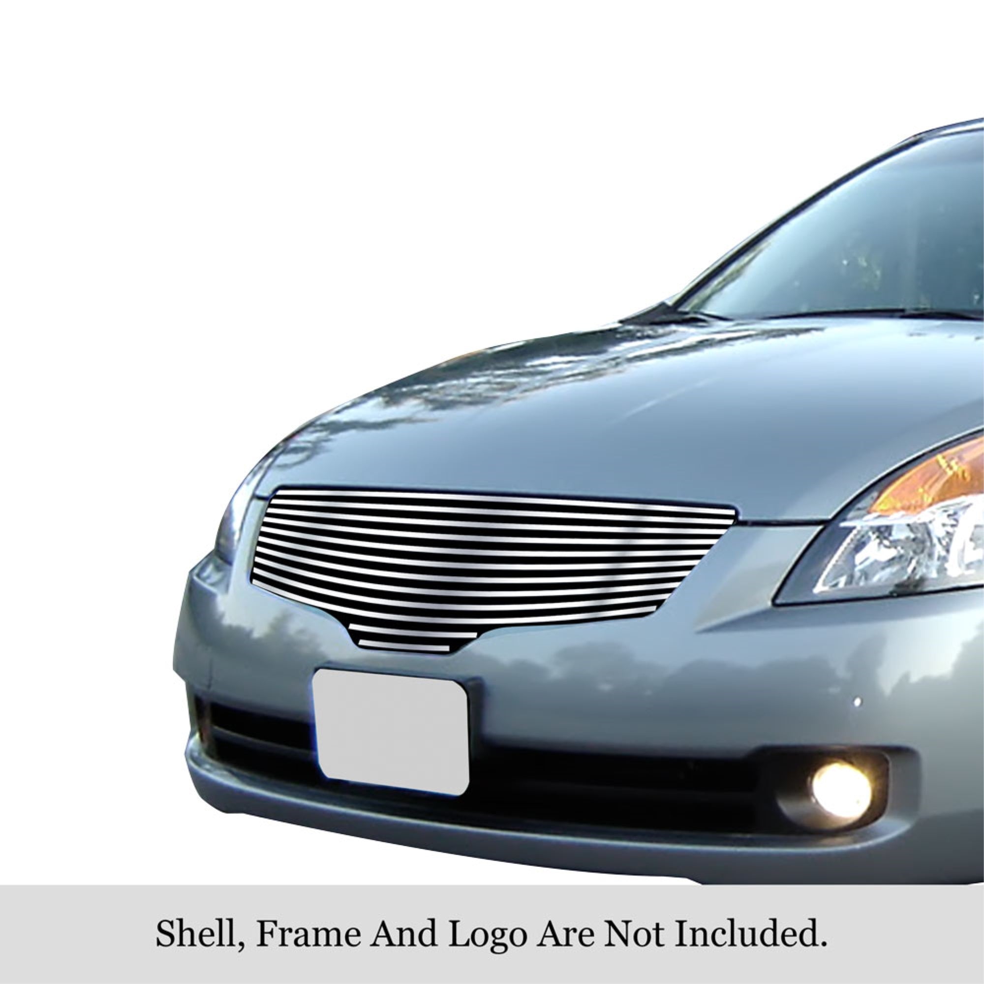 2007-2009 Nissan Altima Sedan Stainless Steel Silver Hairline Finish Finish 8X6 Horizontal Billet Stainless Steel Billet Grille