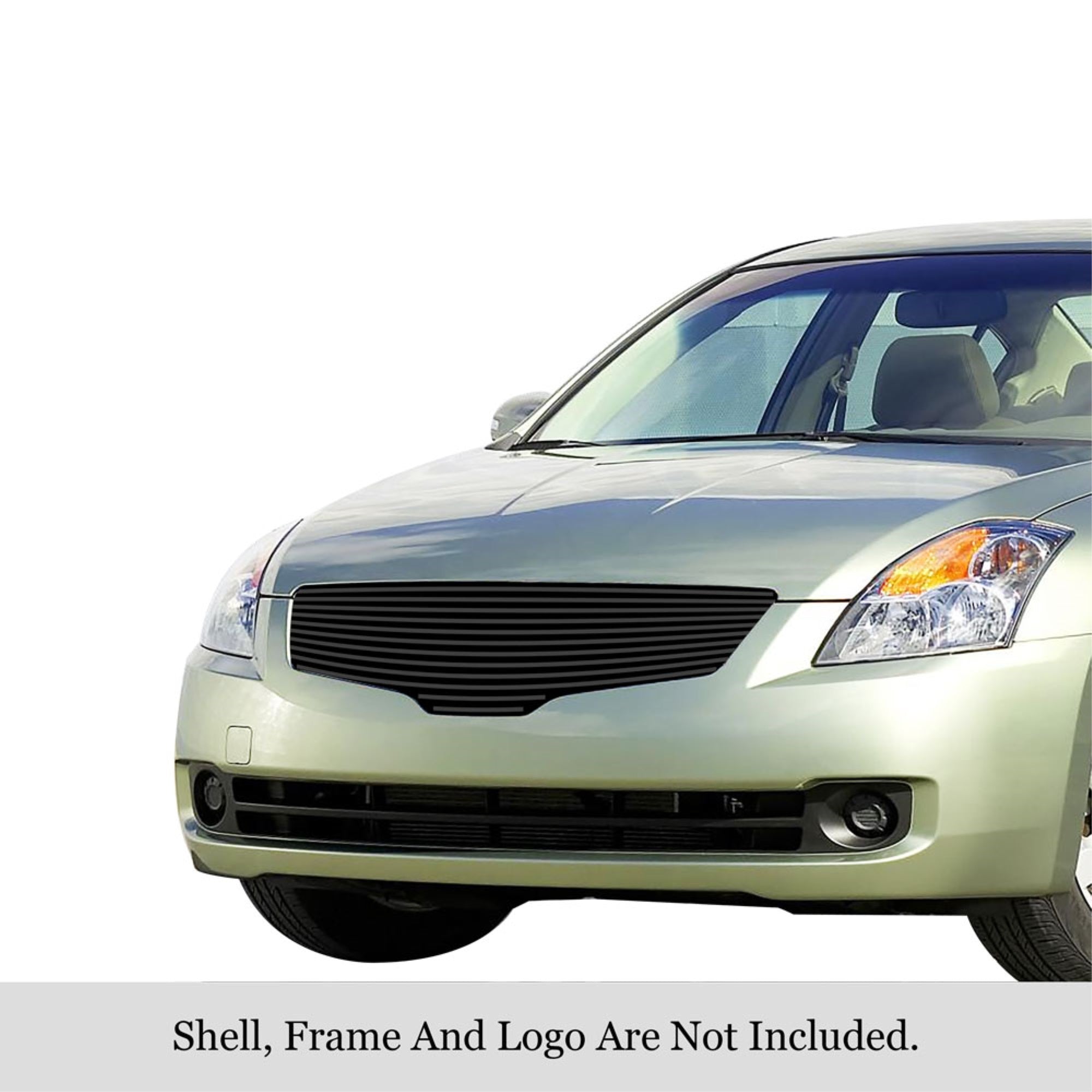2007-2009 Nissan Altima Sedan Stainless Steel Black Powder Coated Finish 8X6 Horizontal Billet Black Stainless Steel Billet Grille