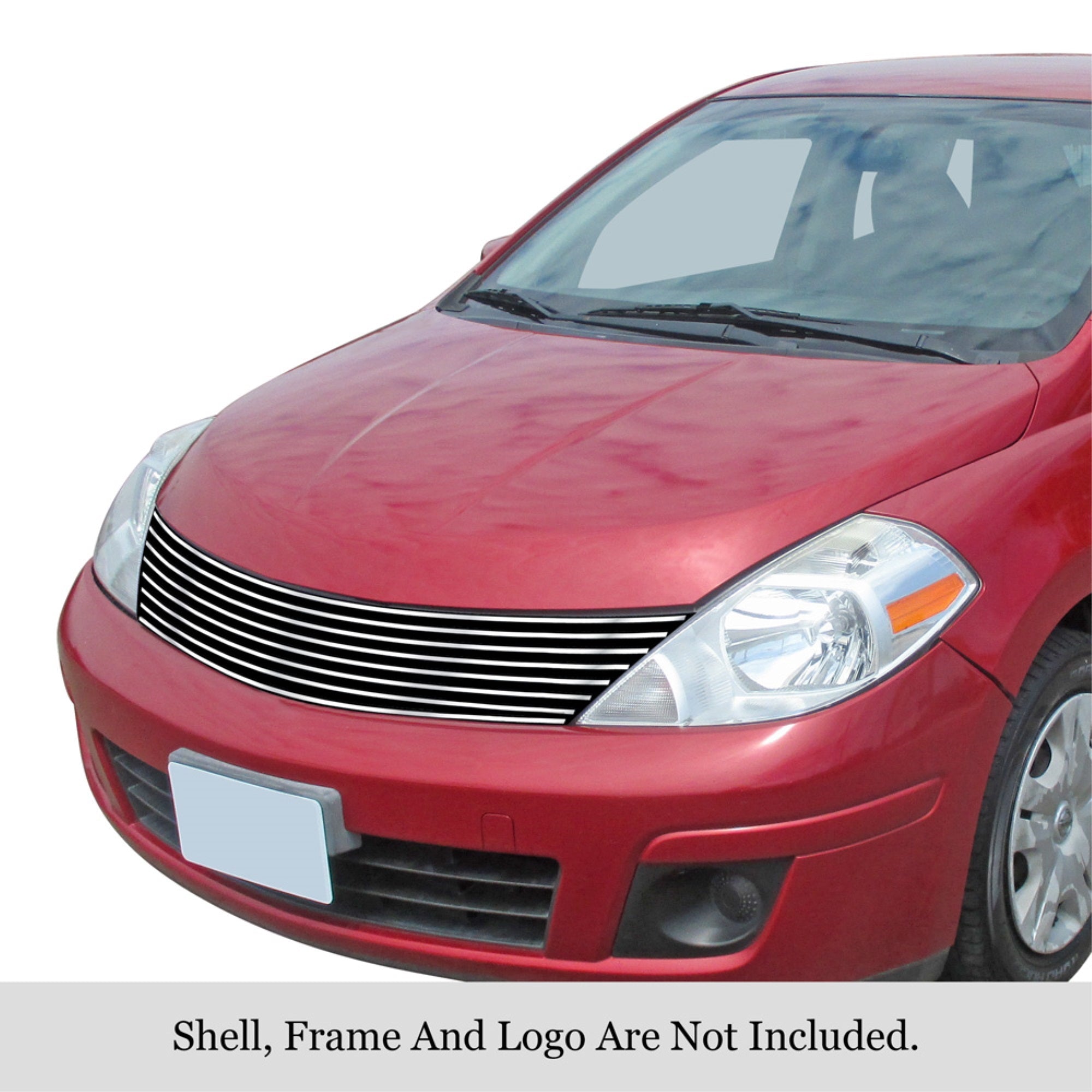 2007-2011 Nissan Versa Stainless Steel Silver Hairline Finish Finish 8X6 Horizontal Billet Stainless Steel Billet Grille