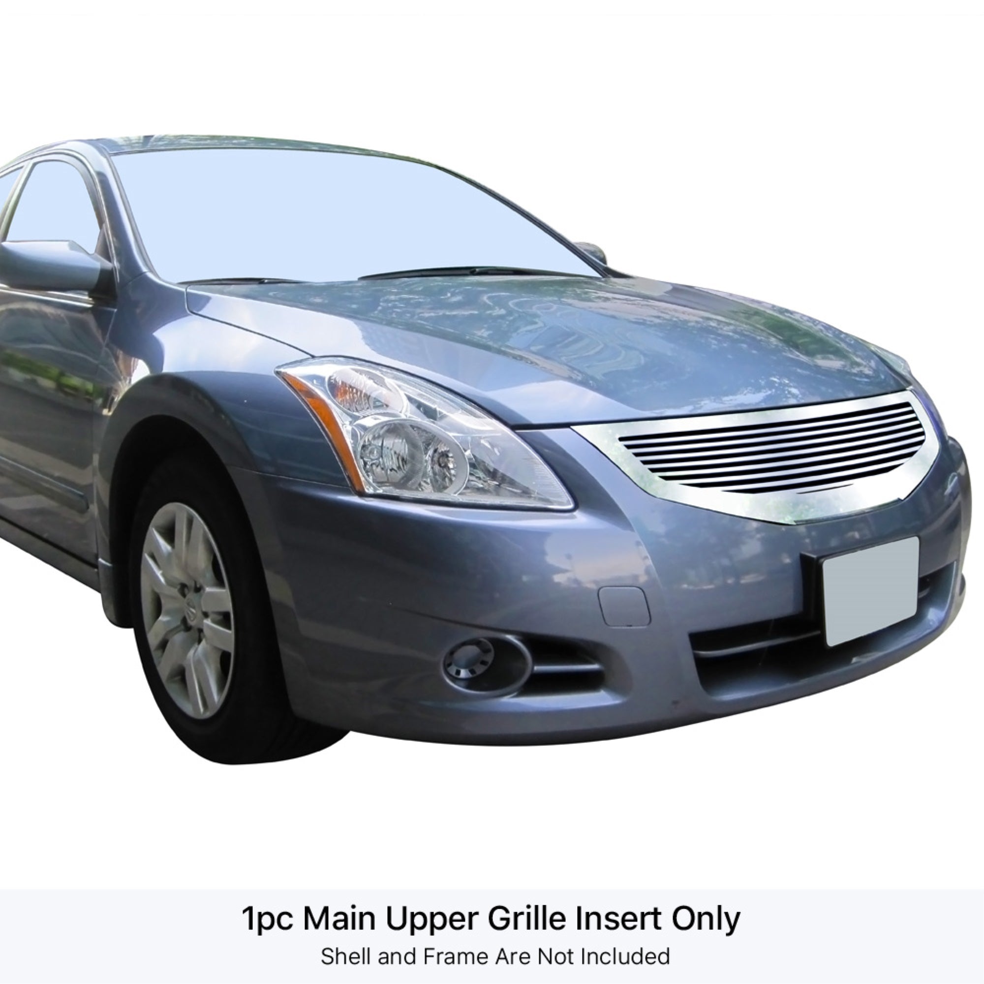 2007-2009 Nissan Altima Coupe 304 Stainless Steel Polished Finish 8X6 Horizontal Billet Stainless Steel Billet Grille