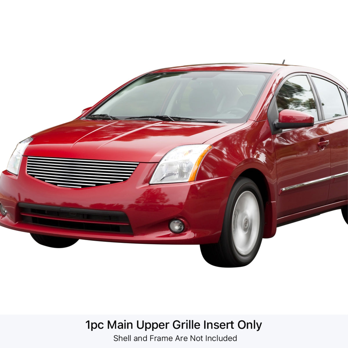2010-2012 Nissan Sentra Not For Sr/Ser/Ser Spec V Model Stainless Steel Silver Hairline Finish Finish 8X6 Horizontal Billet Stainless Steel Billet Grille
