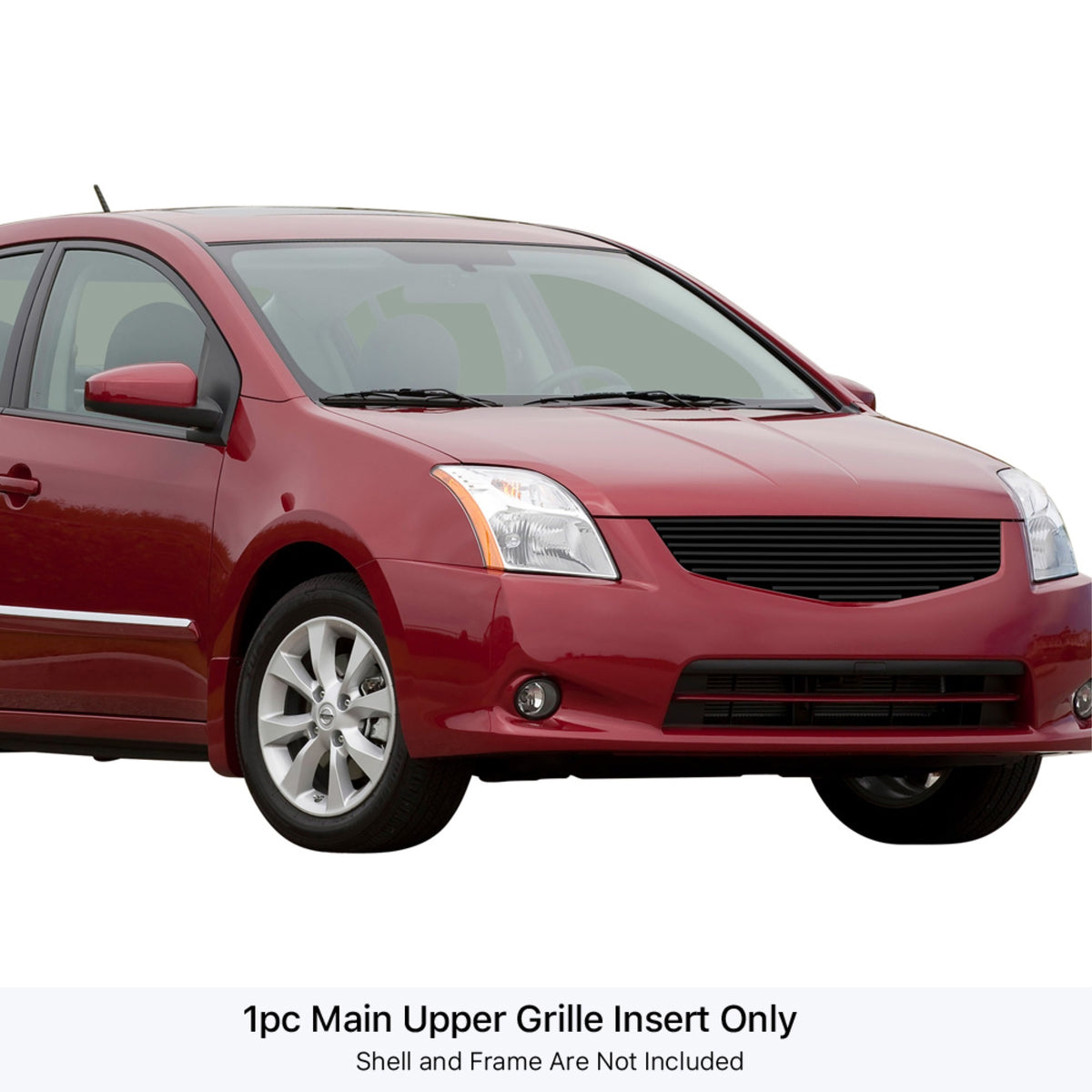 2010-2012 Nissan Sentra Not For Sr/Ser/Ser Spec V Model Stainless Steel Black Powder Coated Finish 8X6 Horizontal Billet Black Stainless Steel Billet Grille