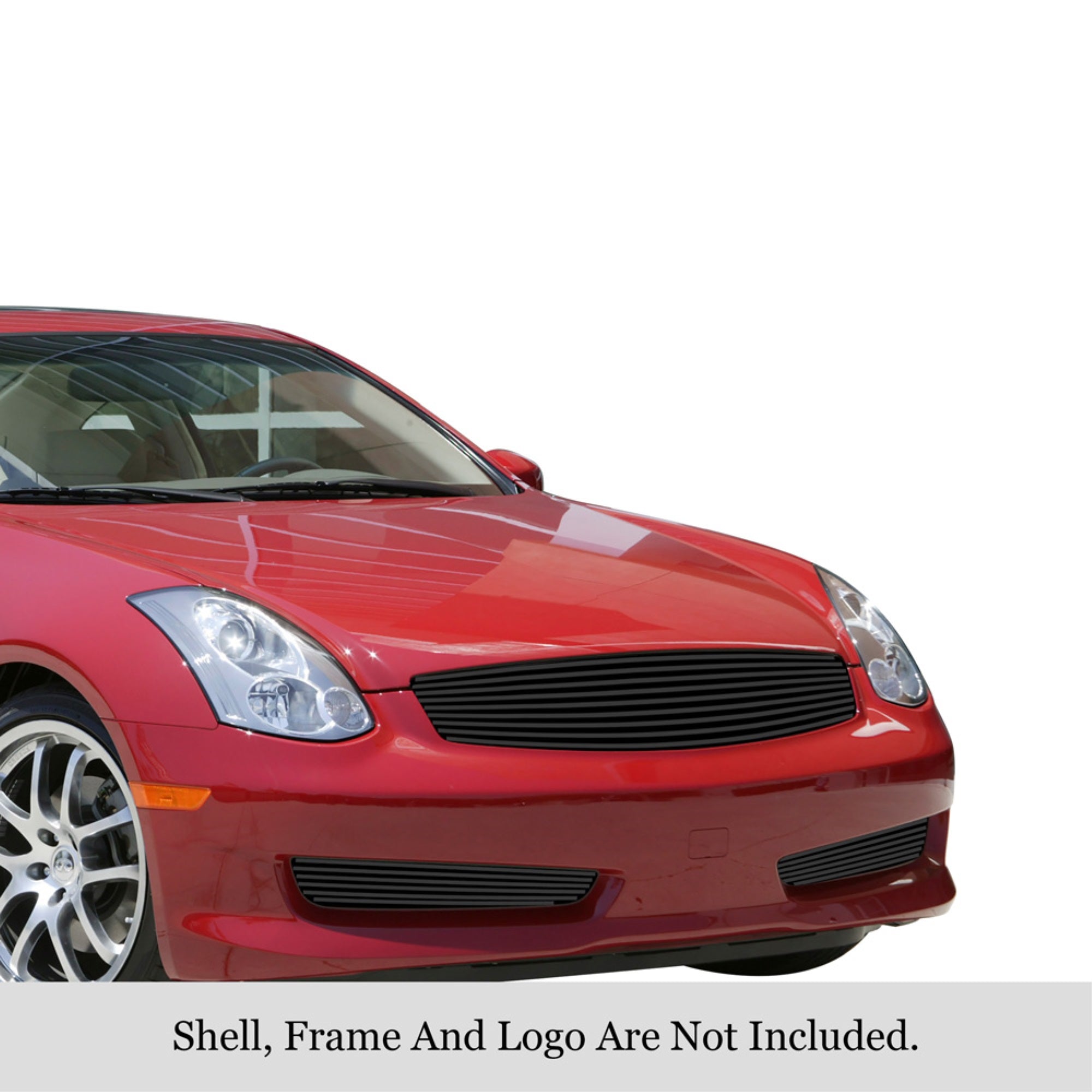 2005-2006 Infiniti G35 Stainless Steel Black Powder Coated Finish 8X6 Horizontal Billet Black Stainless Steel Billet Grille