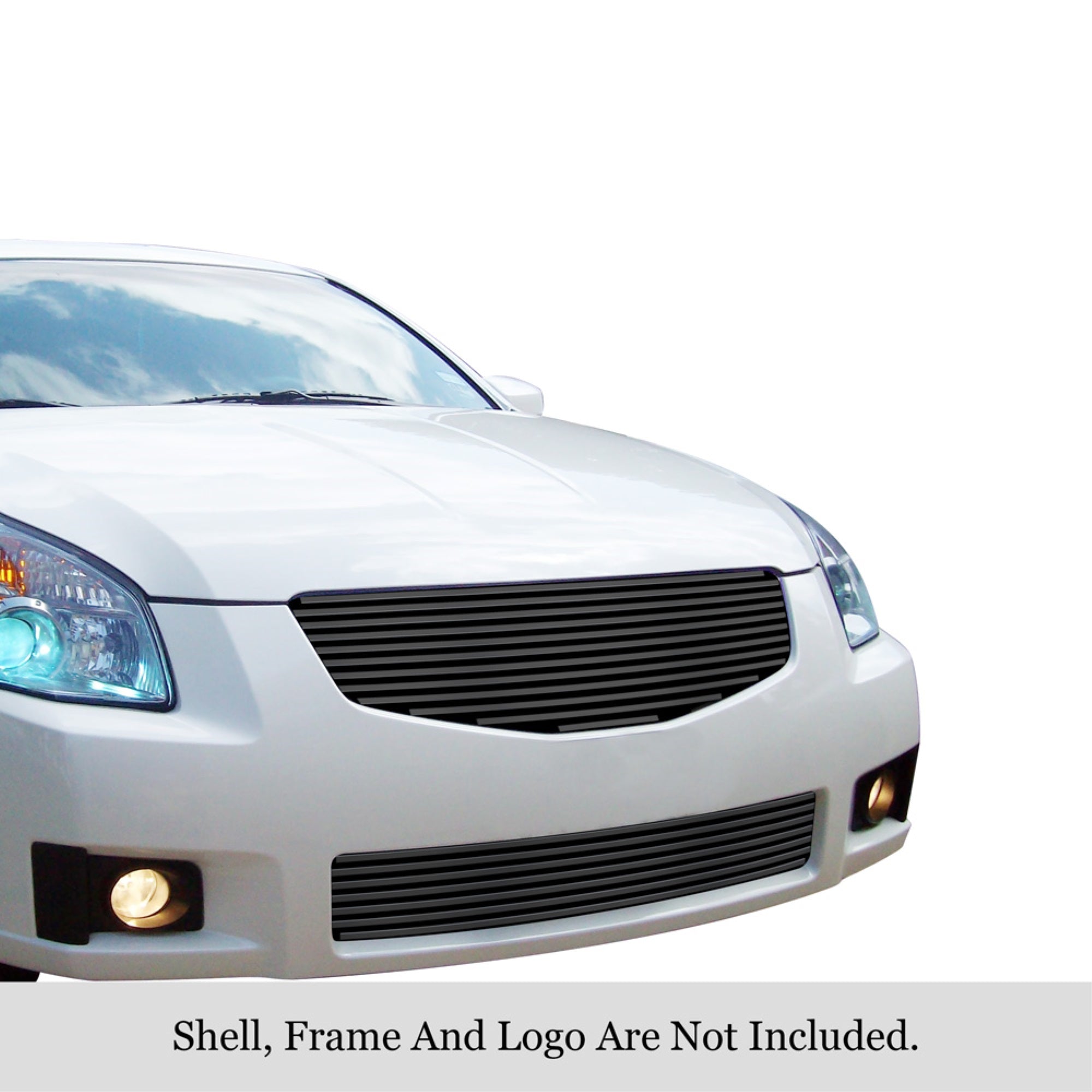 2007-2008 Nissan Maxima Stainless Steel Black Powder Coated Finish 8X6 Horizontal Billet Black Stainless Steel Billet Grille
