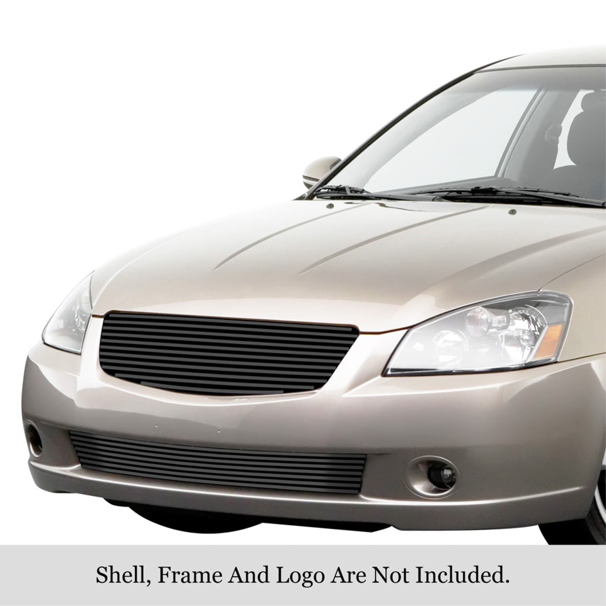 2005-2006 Nissan Altima Stainless Steel Black Powder Coated Finish Horizontal Billet Black Stainless Steel Billet Grille