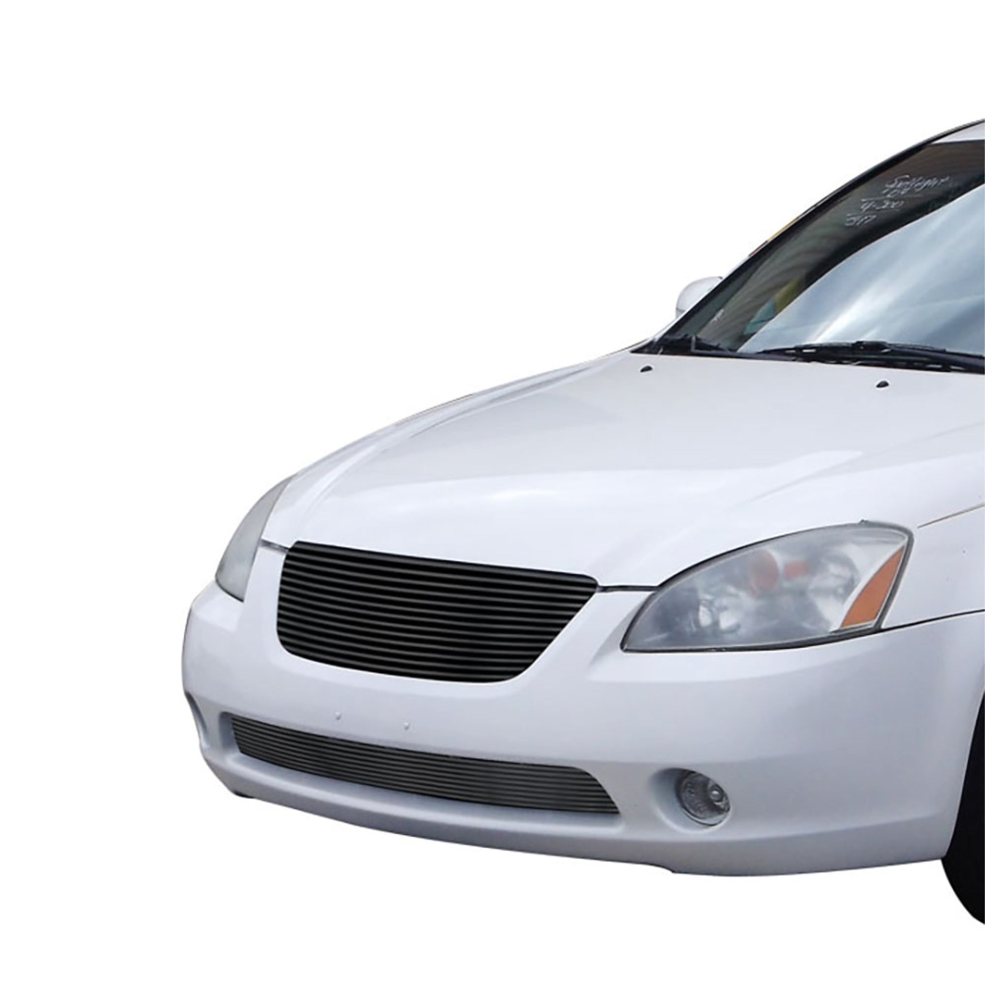2002-2004 Nissan Altima Stainless Steel Black Powder Coated Finish 8X6 Horizontal Billet Black Stainless Steel Billet Grille