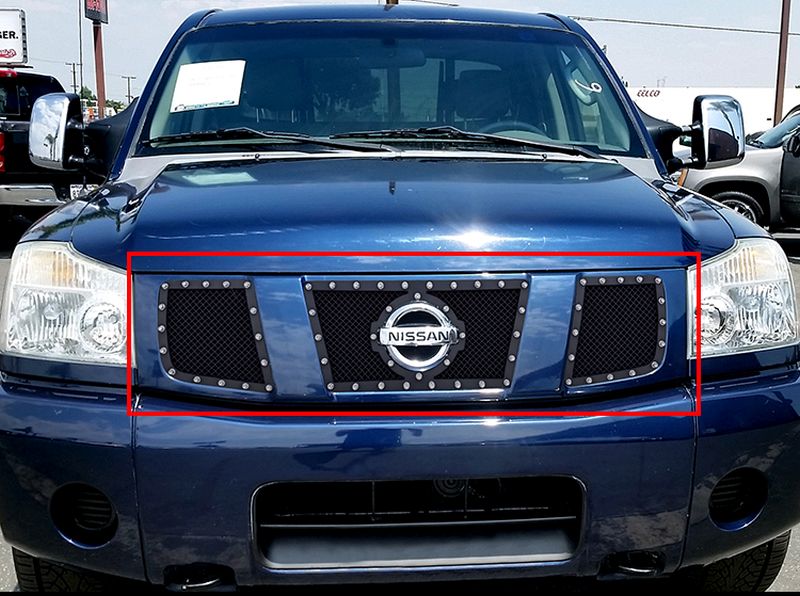 2004-2007 Nissan Armada With Logo Show/2004-2007 Nissan Titan With Logo Show Main Upper Rivet Grille