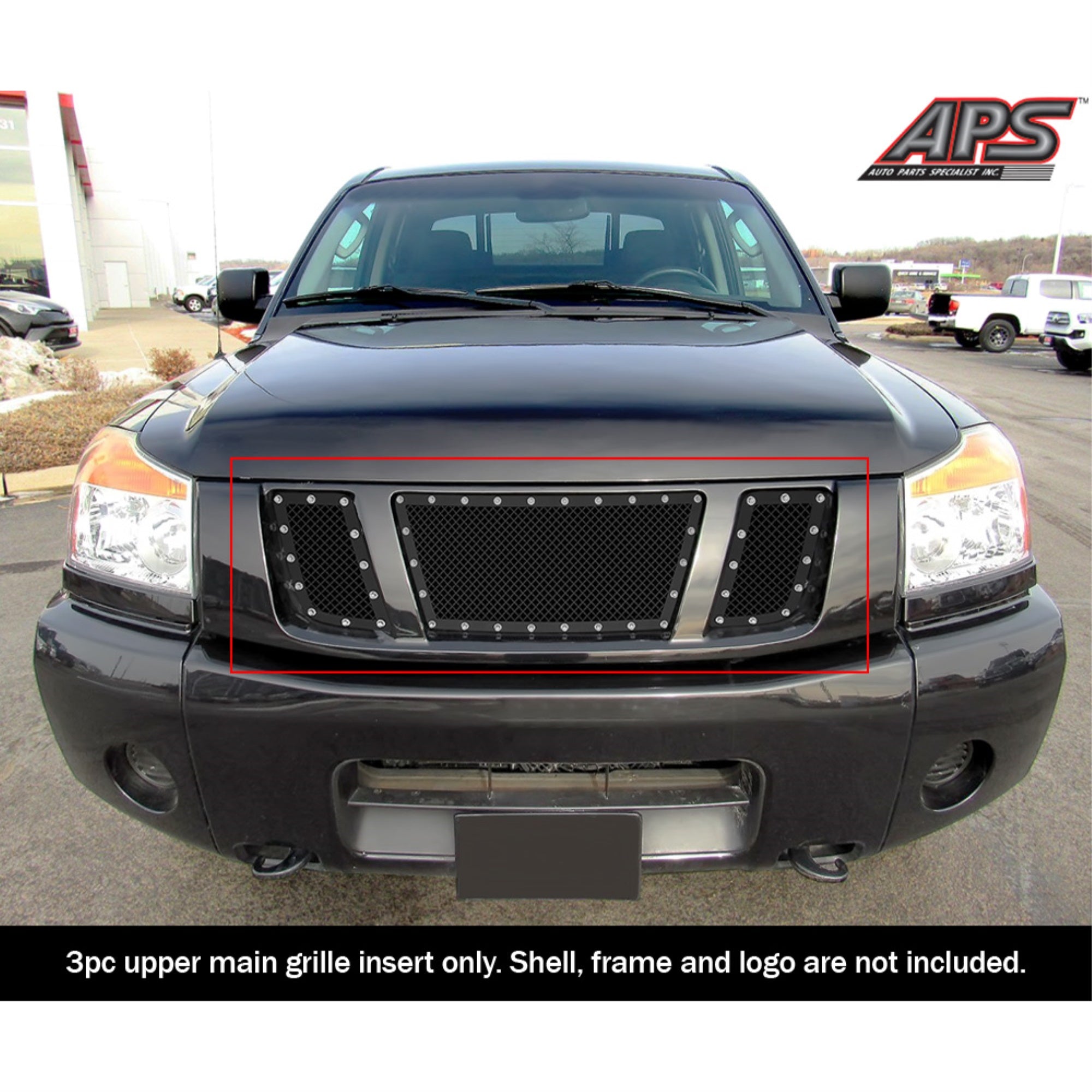 2008-2015 Nissan Titan STAINLESS STEEL BLACK POWDER COATED Finish 1.8 MM WIRE MESH RIVET STYLE Rivet Grille