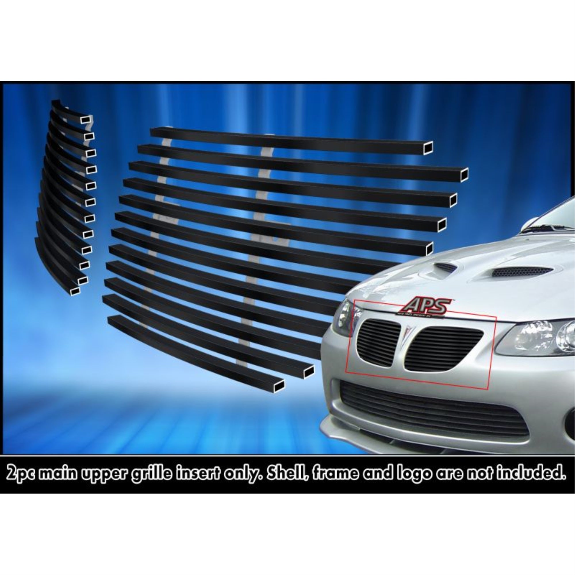 2004-2006 Pontiac Gto Stainless Steel Black Powder Coated Finish 8X6 Horizontal Billet Black Stainless Steel Billet Grille