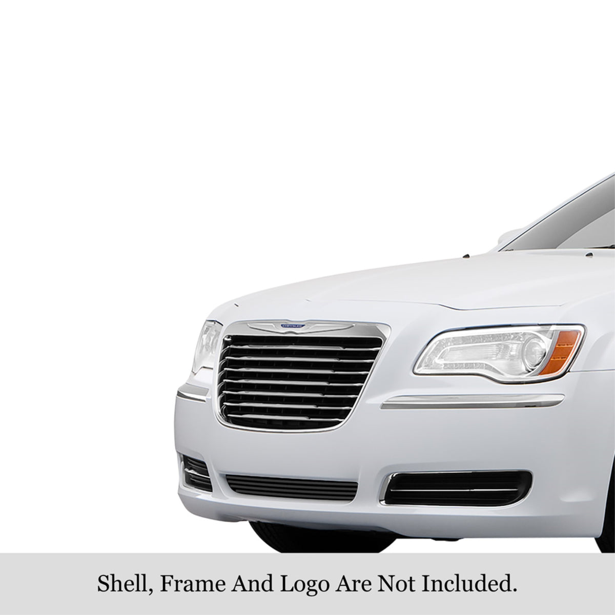 2011-2014 Chrysler 300 (Not For Srt8 And John Varvatos Limited Edition)/2011-2014 Chrysler 300C (Not For Srt8 And John Varvatos Limited Edition) Stainless Steel Black Powder Coated Finish 8X6 Horizontal Billet Black Stainless Steel Billet Grille