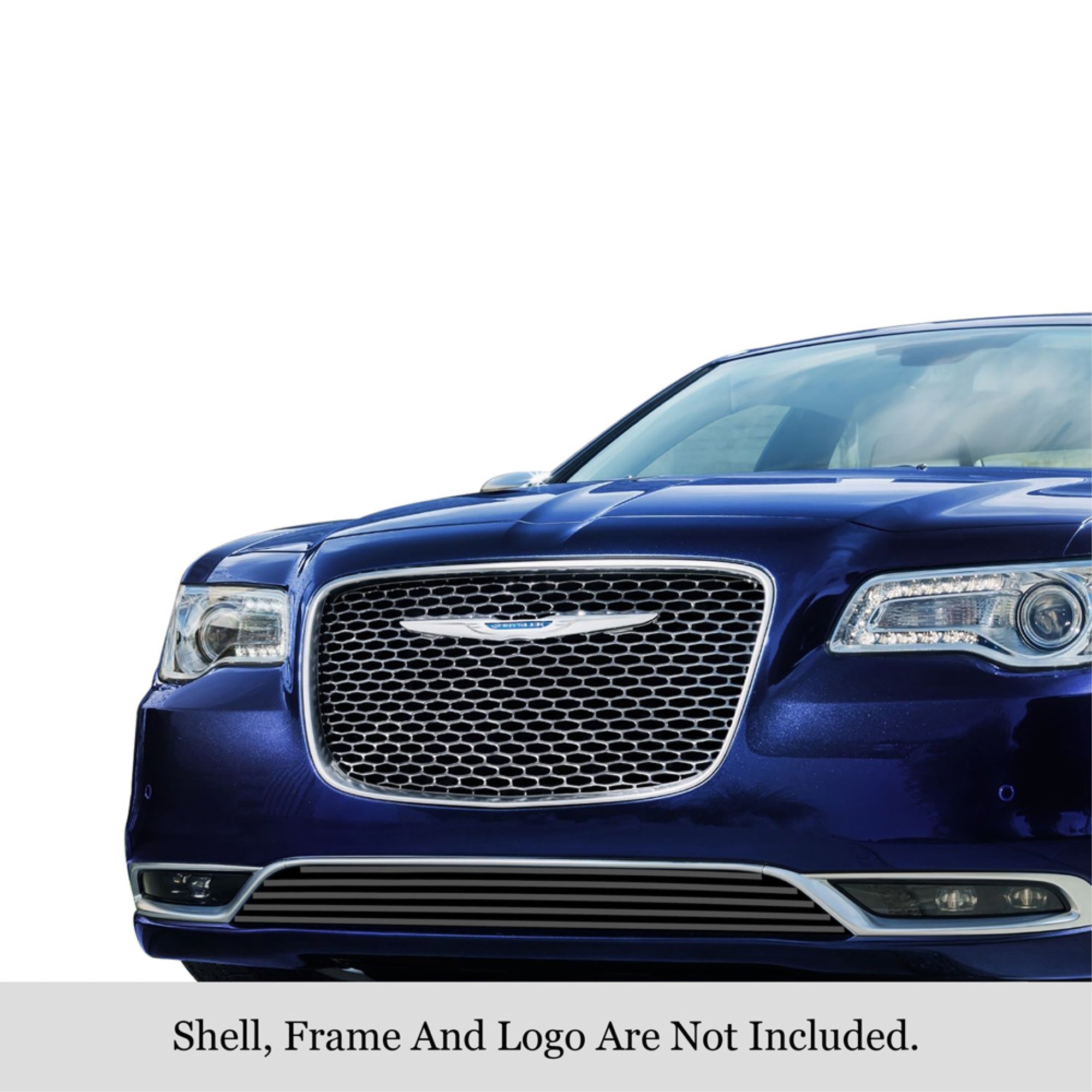2015-2021 Chrysler 300C/300S Without Adaptive Cruise Control Stainless Steel Black Powder Coated Finish 8X6 Horizontal Billet Black Stainless Steel Billet Grille