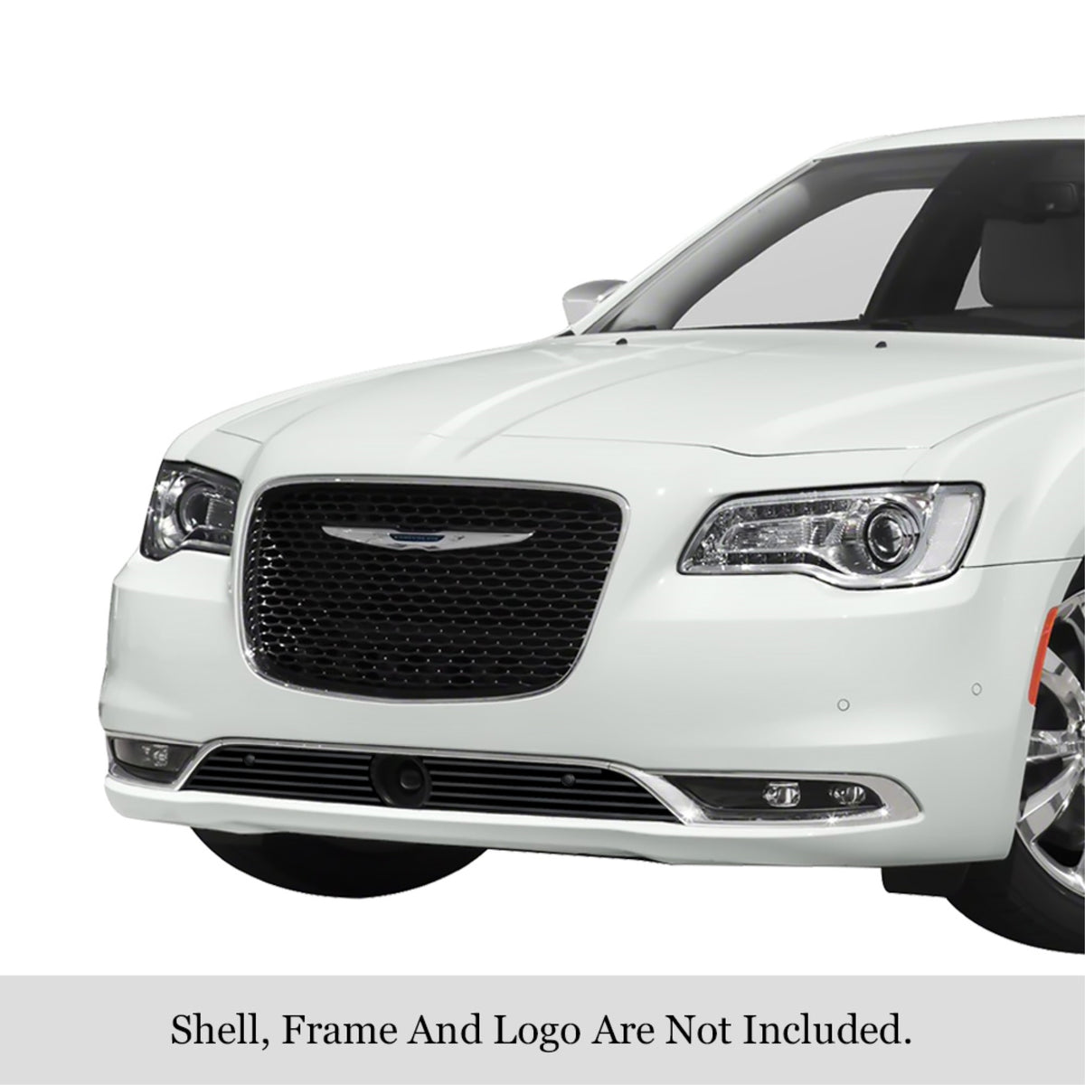 2015-2021 Chrysler 300C/300S With Adaptive Cruise Control Stainless Steel Black Powder Coated Finish Horizontal Billet Black Stainless Steel Billet Grille