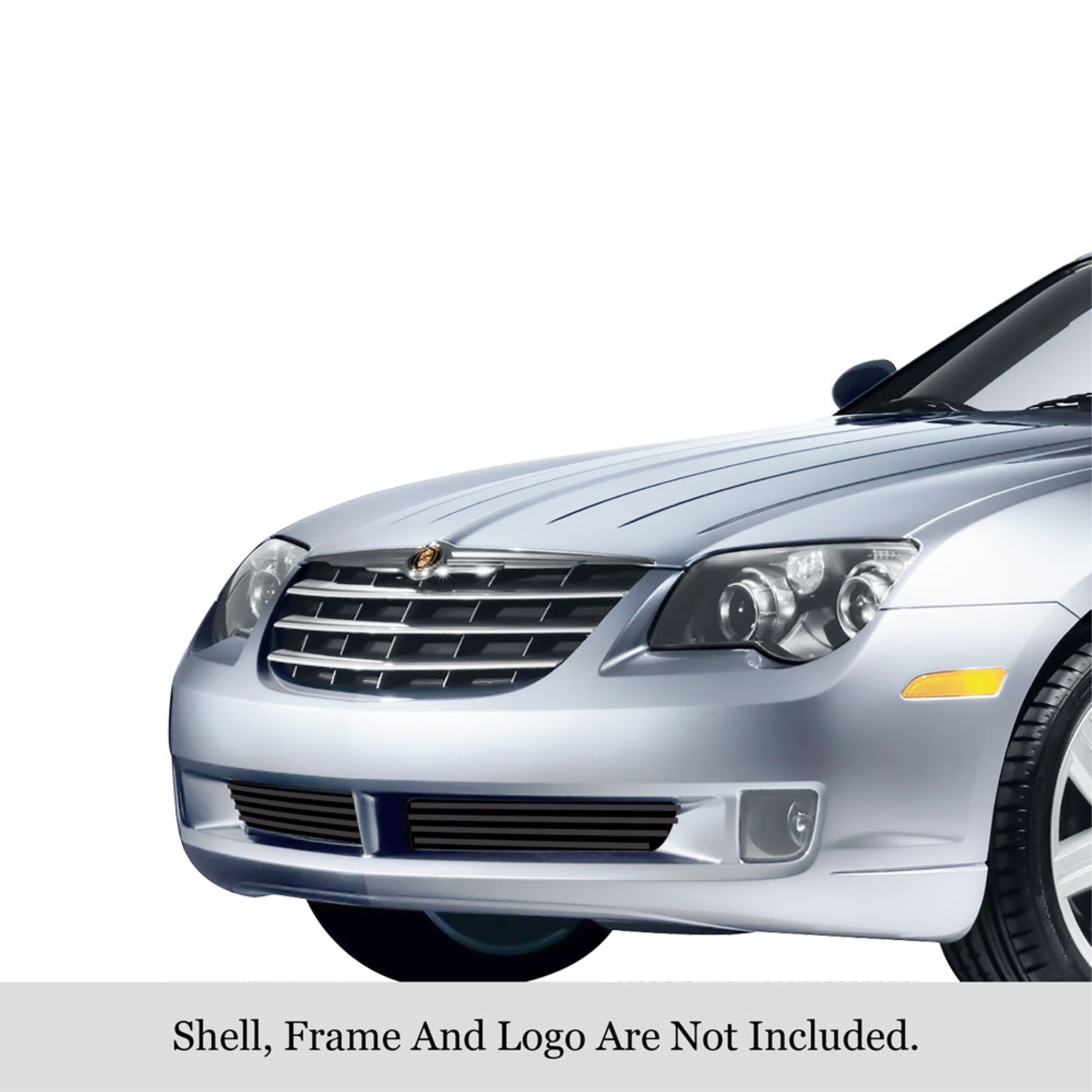 2004-2008 Chrysler Crossfire Stainless Steel Black Powder Coated Finish 8X6 Horizontal Billet Black Stainless Steel Billet Grille