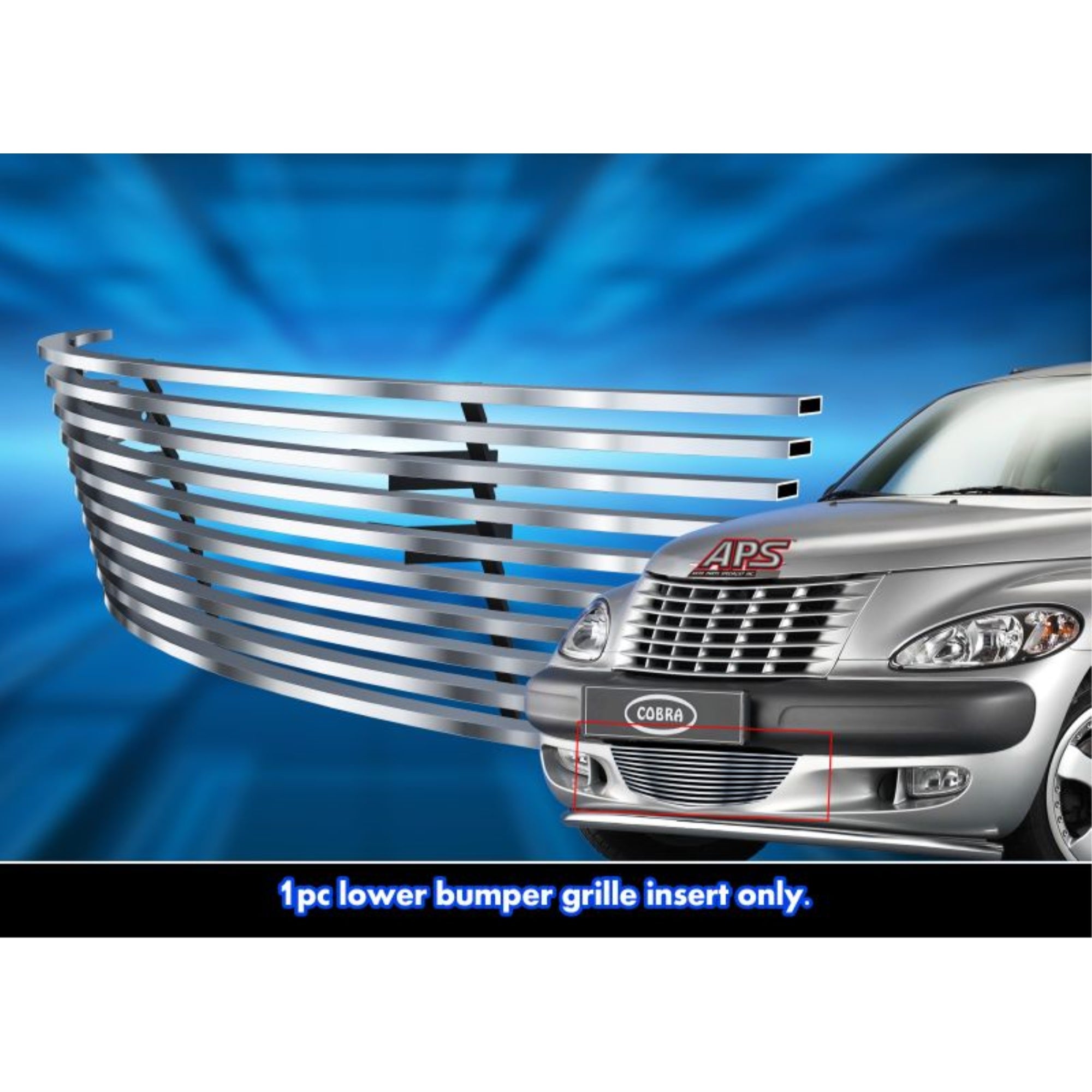 2000-2005 Chrysler Pt Cruiser (Not For Gt Or Turbo Models With Intercooler) Stainless Steel Silver Hairline Finish Finish Horizontal Billet Stainless Steel Billet Grille