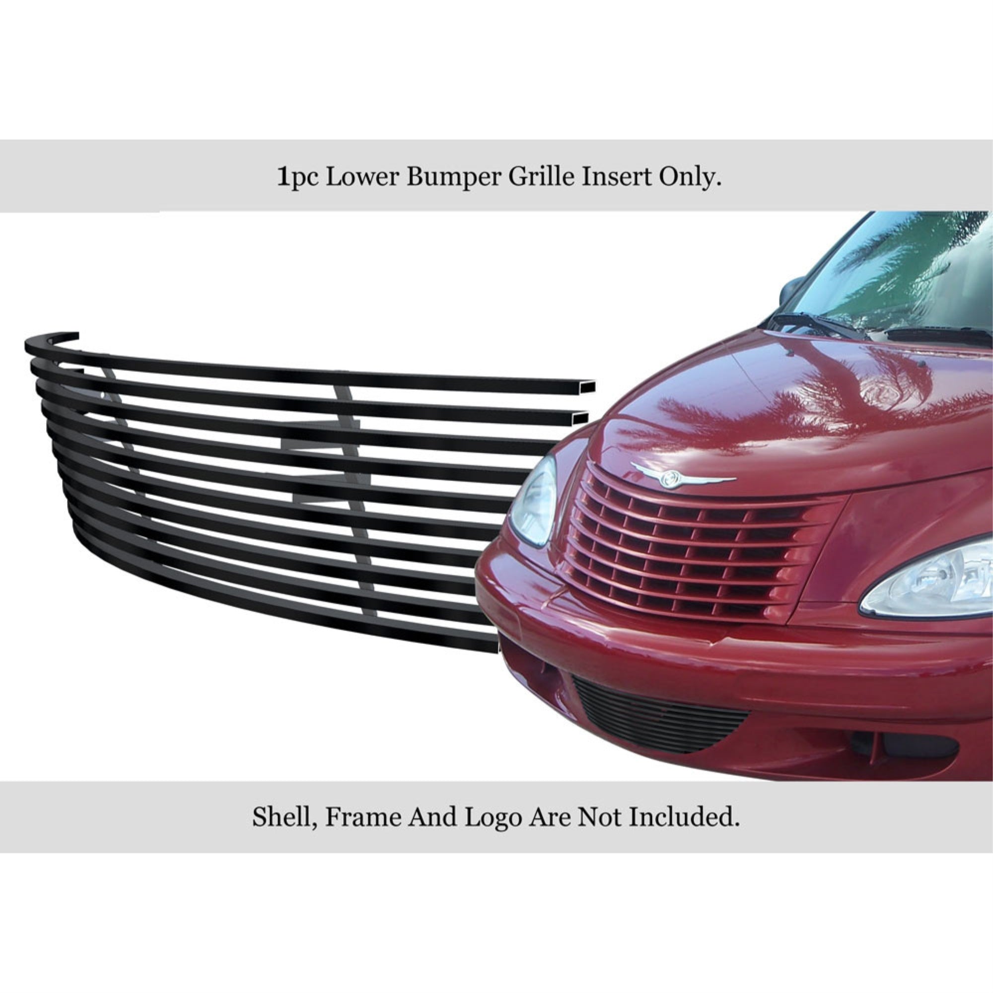 2000-2005 Chrysler Pt Cruiser (Not For Gt Or Turbo Models With Intercooler) Stainless Steel Black Powder Coated Finish Horizontal Billet Black Stainless Steel Billet Grille