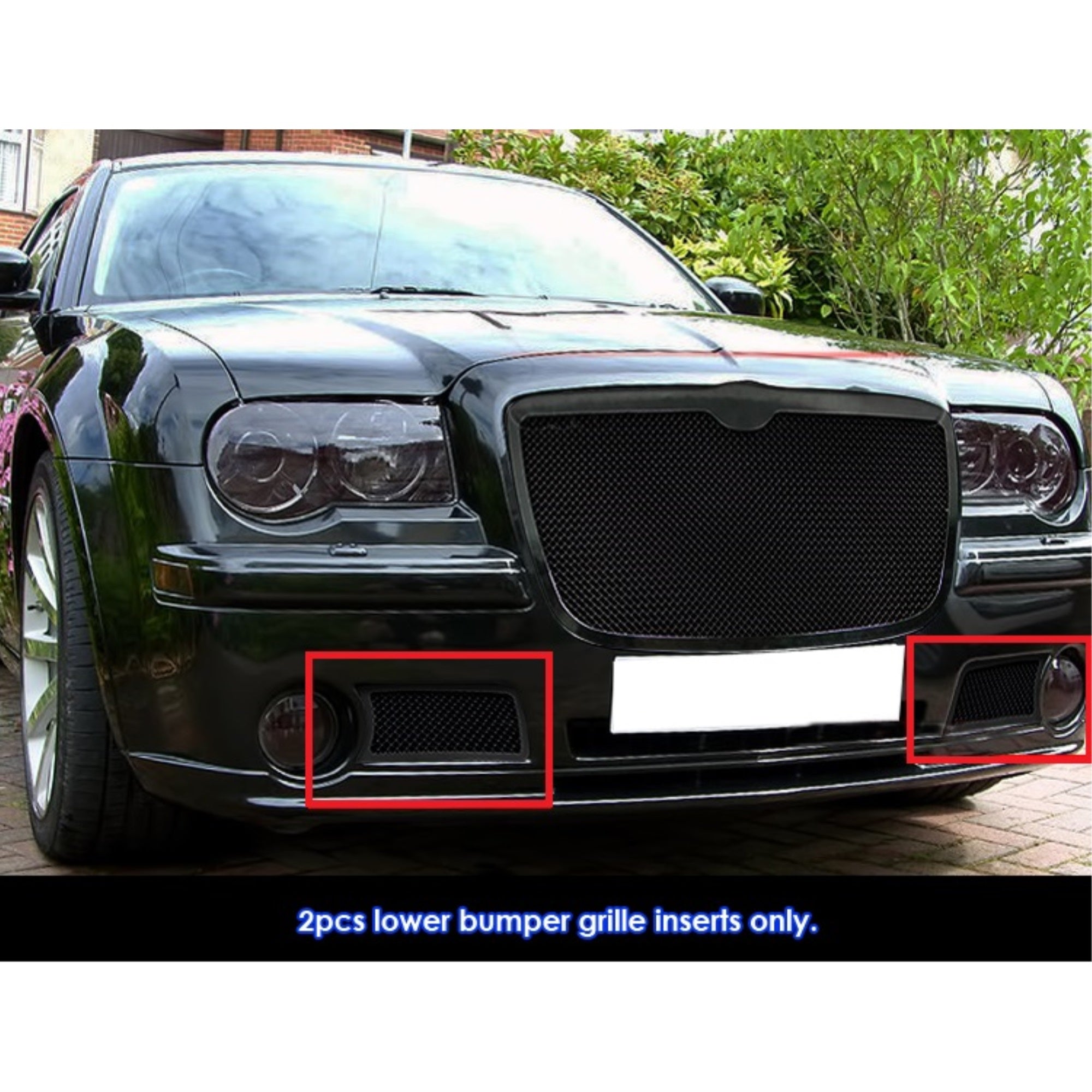 2005-2010 Chrysler 300C  With Fog Light Stainless Steel Black Powder Coated Finish 1.8 Mm Wire Mesh Black Wire Mesh Grille