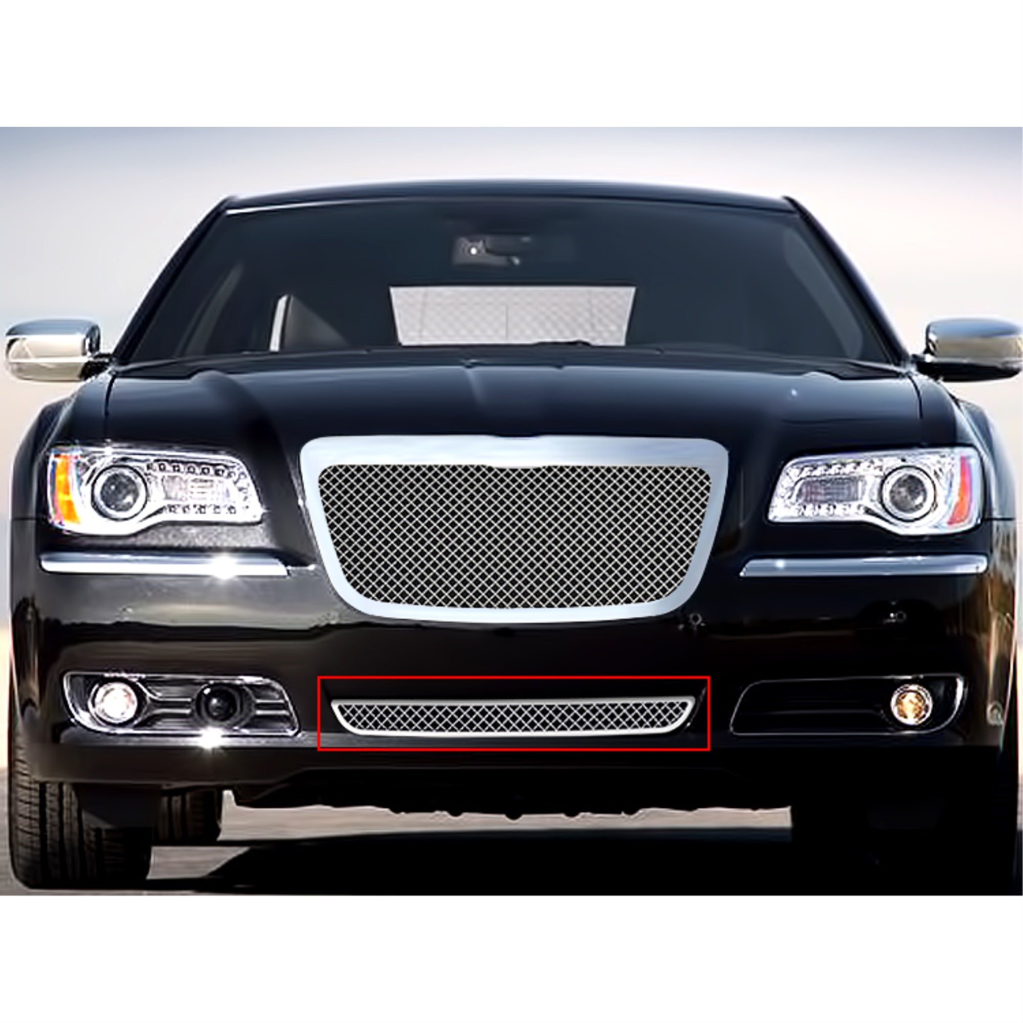 2011-2014 Chrysler 300 (Not For Srt8 And John Varvatos Limited Edition)/2011-2014 Chrysler 300C (Not For Srt8 And John Varvatos Limited Edition) Stainless Steel Polished Finish 2.5 Mm Wire Mesh Mesh Grille