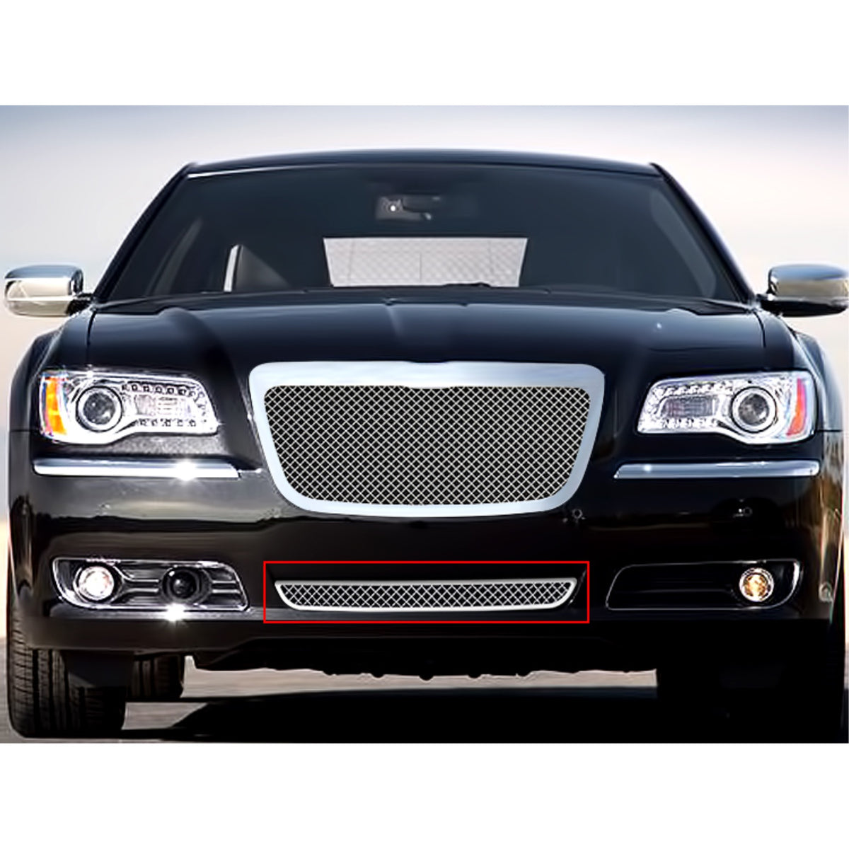 2011-2014 Chrysler 300 (Not For Srt8 And John Varvatos Limited Edition)/2011-2014 Chrysler 300C (Not For Srt8 And John Varvatos Limited Edition) Stainless Steel Polished Finish 2.5 Mm Wire Mesh Mesh Grille