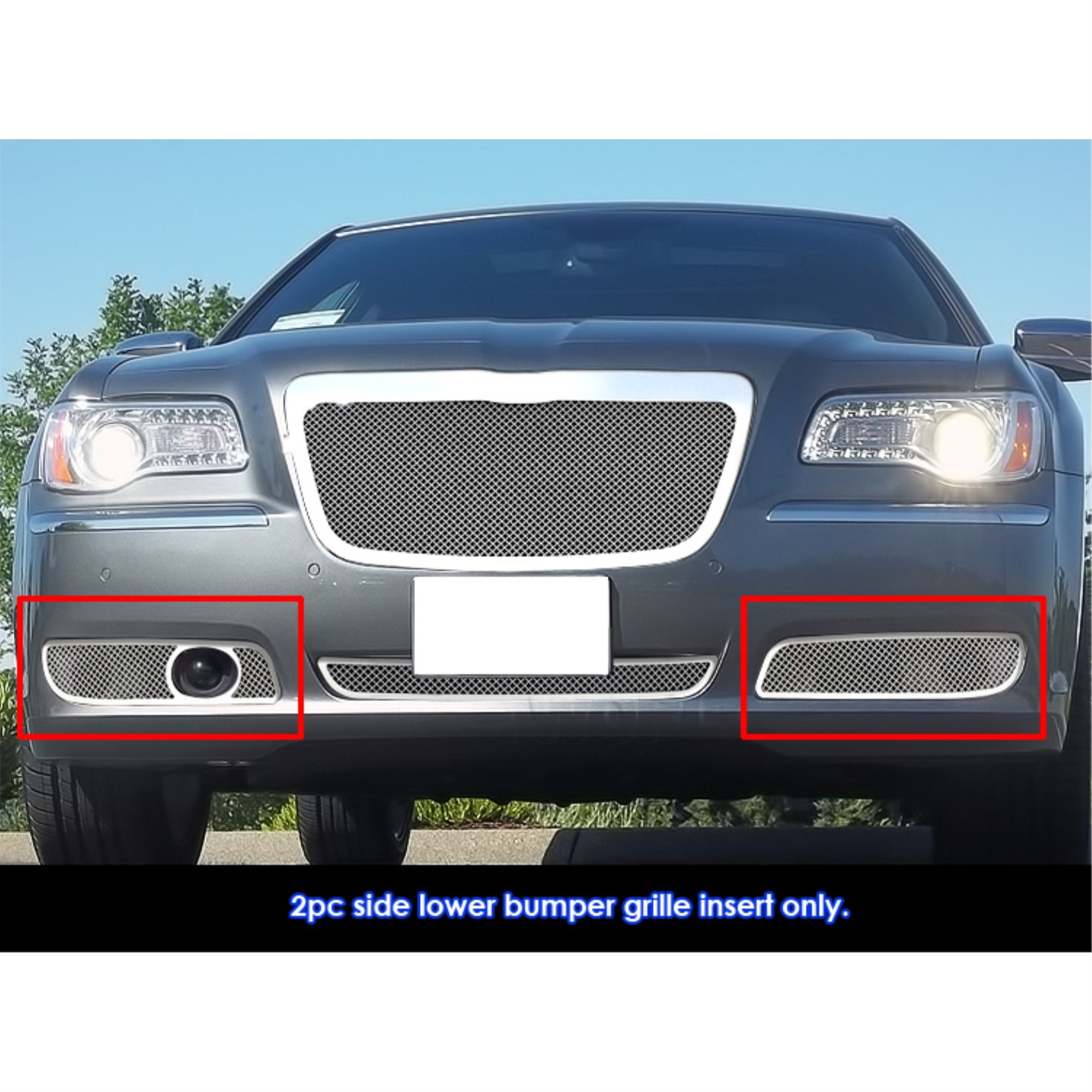2011-2014 Chrysler 300 With Adaptive Cruise (Not For Srt8)/2011-2014 Chrysler 300C With Adaptive Cruise (Not For Srt8) Stainless Steel Polished Finish 1.8 Mm Wire Mesh Mesh Grille